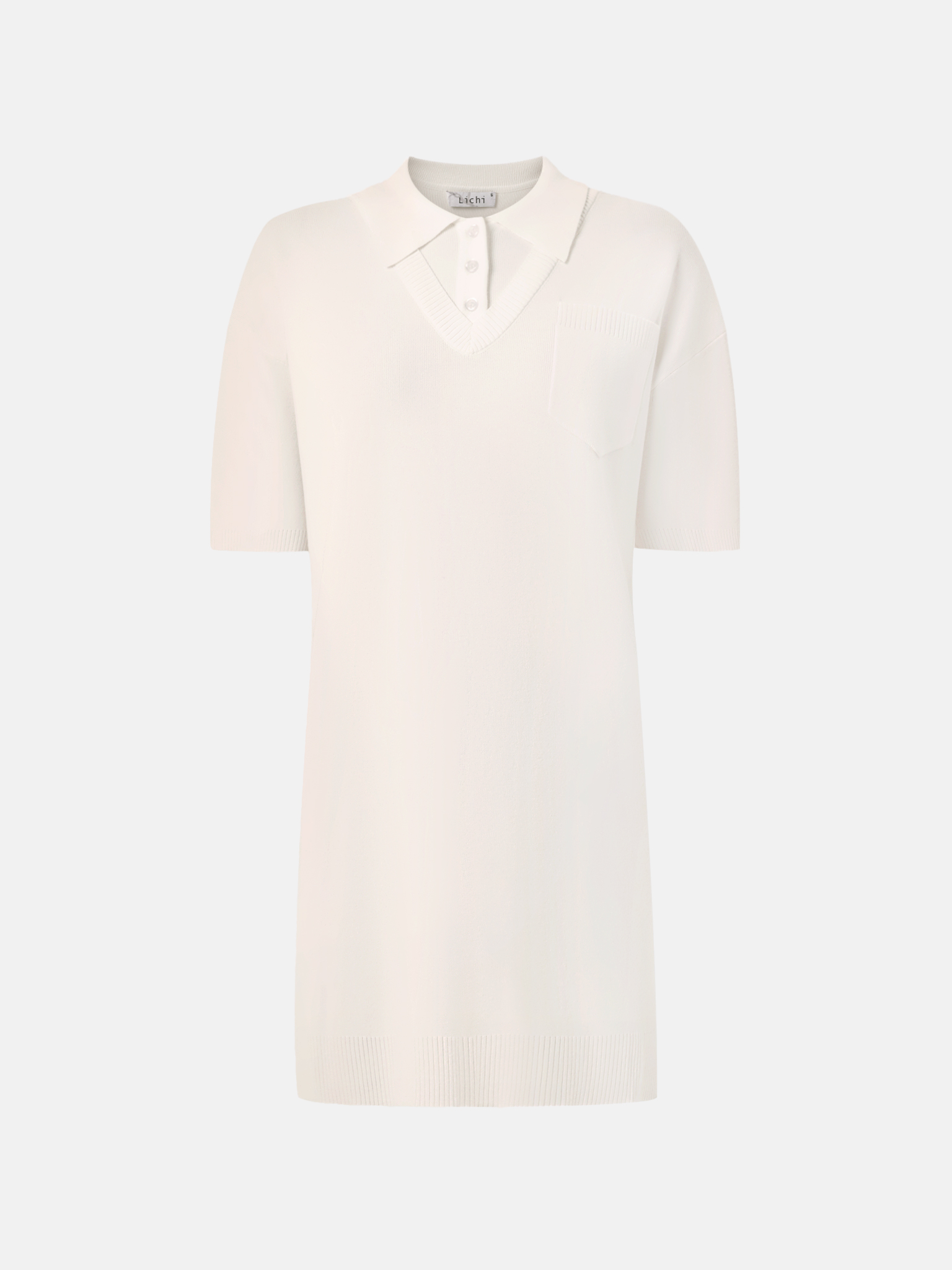 Mini knitted dress with polo collar