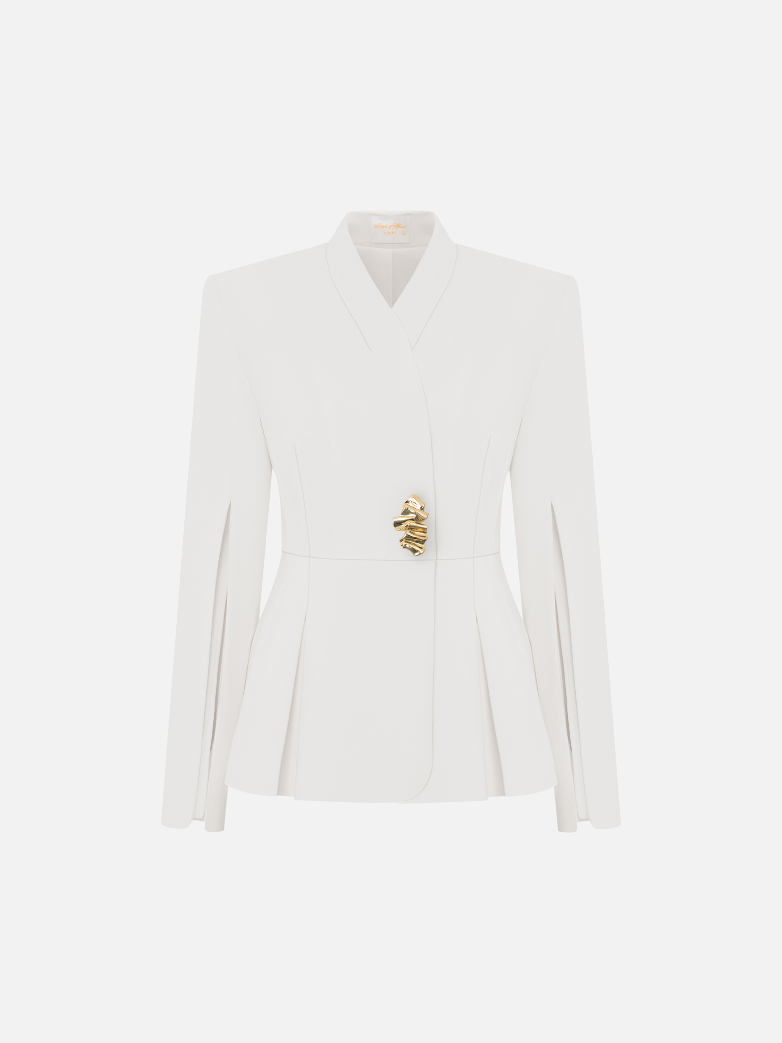 Flared jacket with slits on sleeves