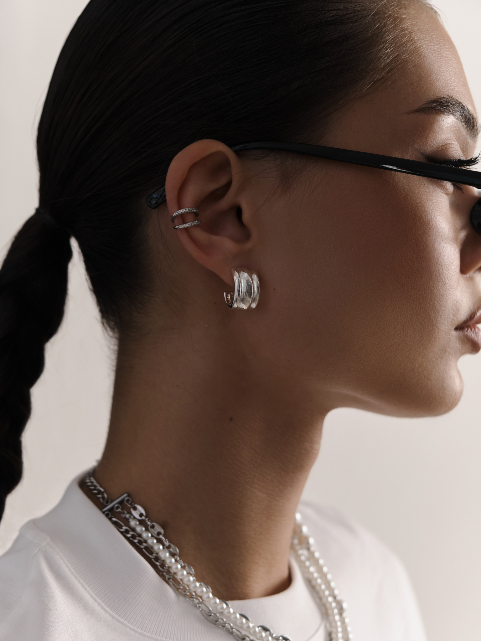 Half-hoop earrings in textured metal