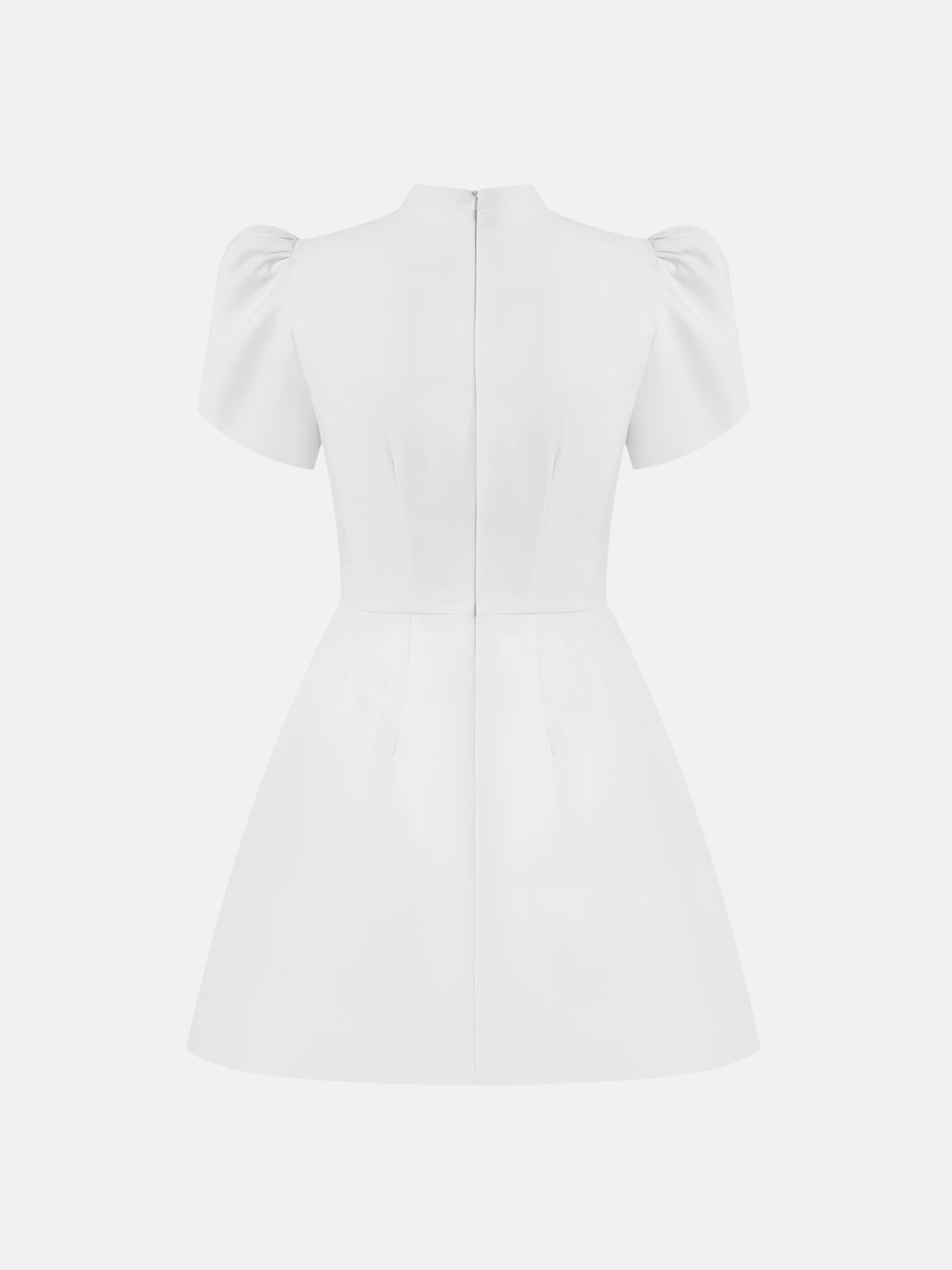 Mini dress with high collar and button fastening