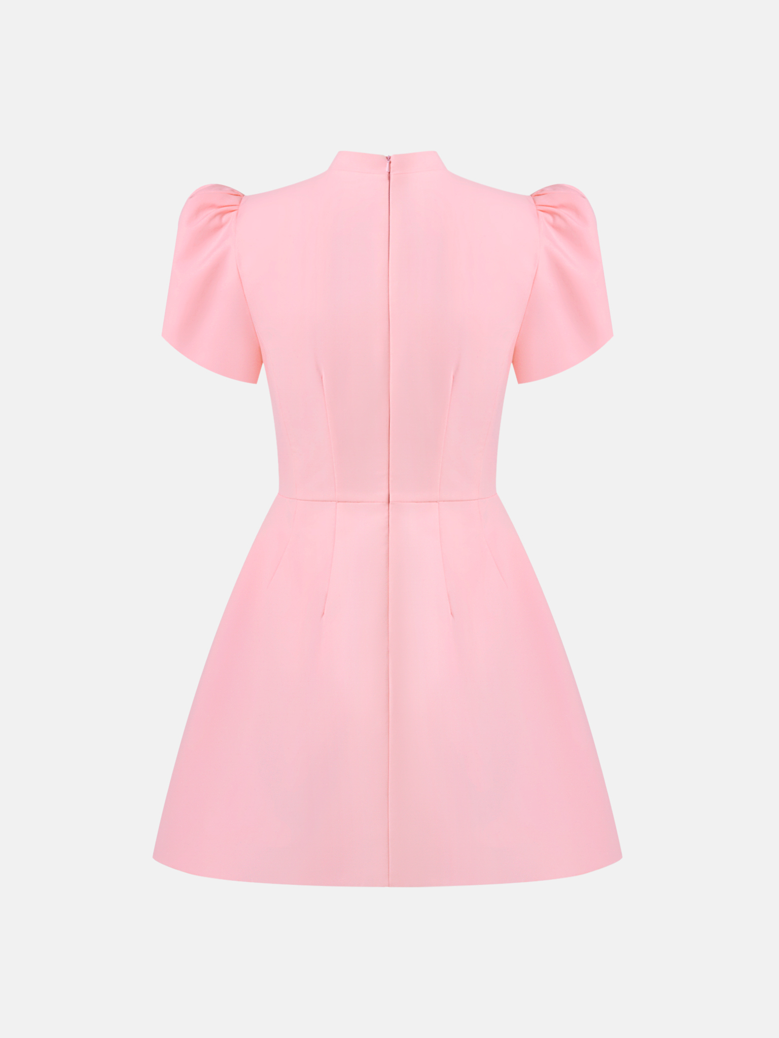 Mini dress with high collar and button fastening