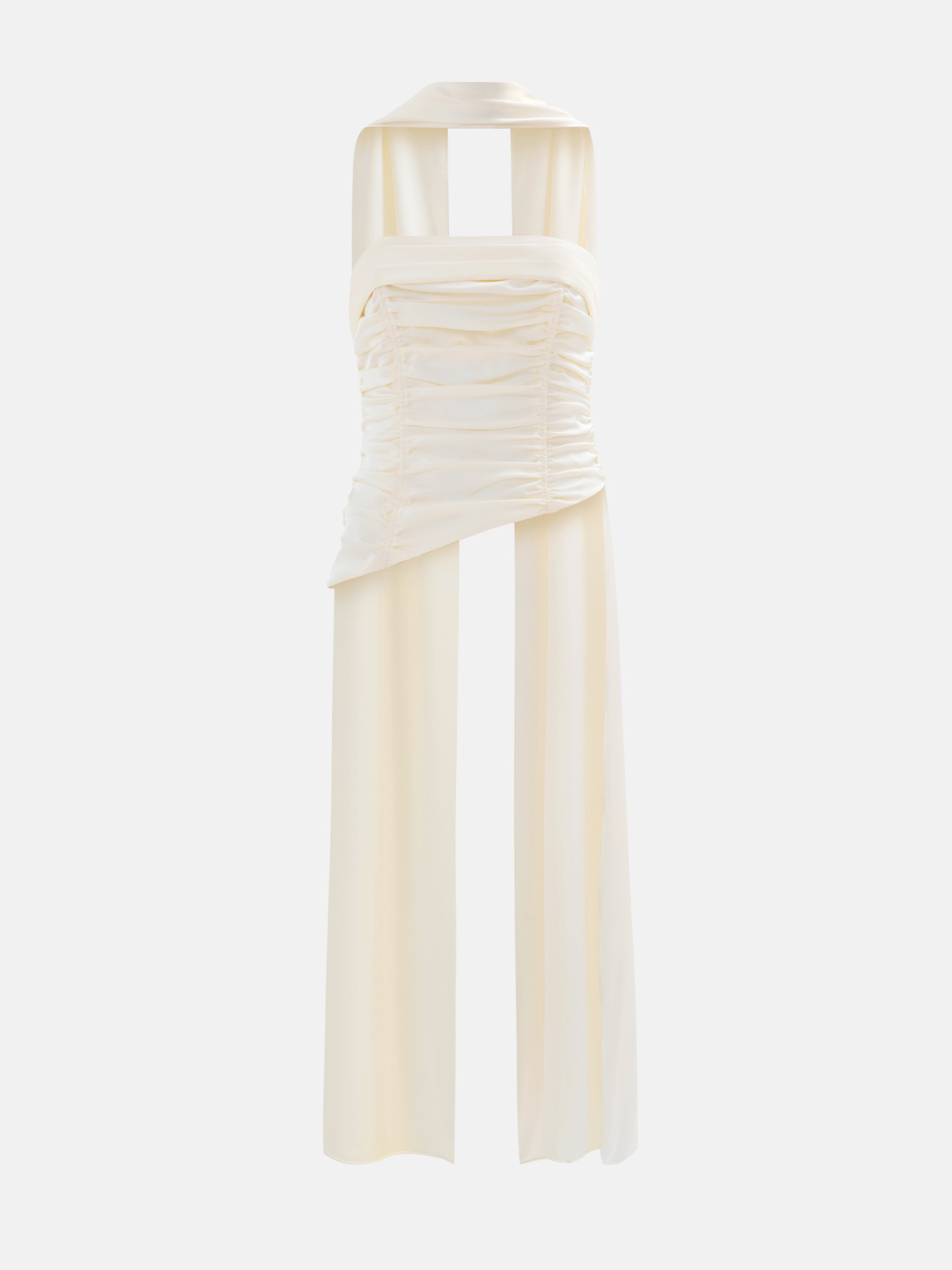 Satin corset top with long scarf