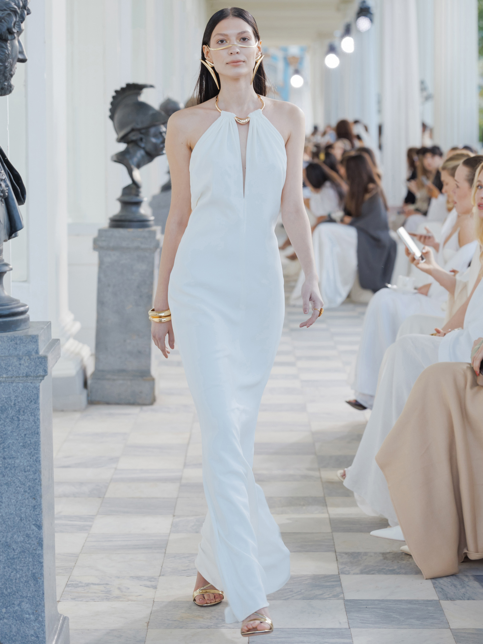 Maxi dress with metallic choker