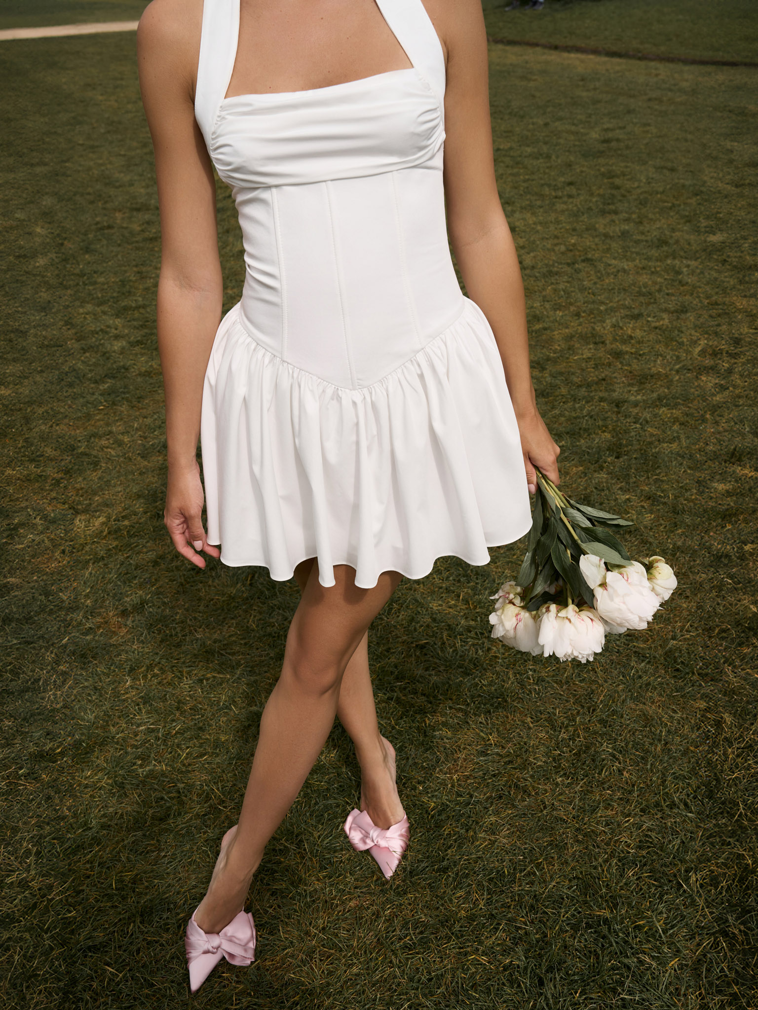 Mini strappy dress with corset bodice