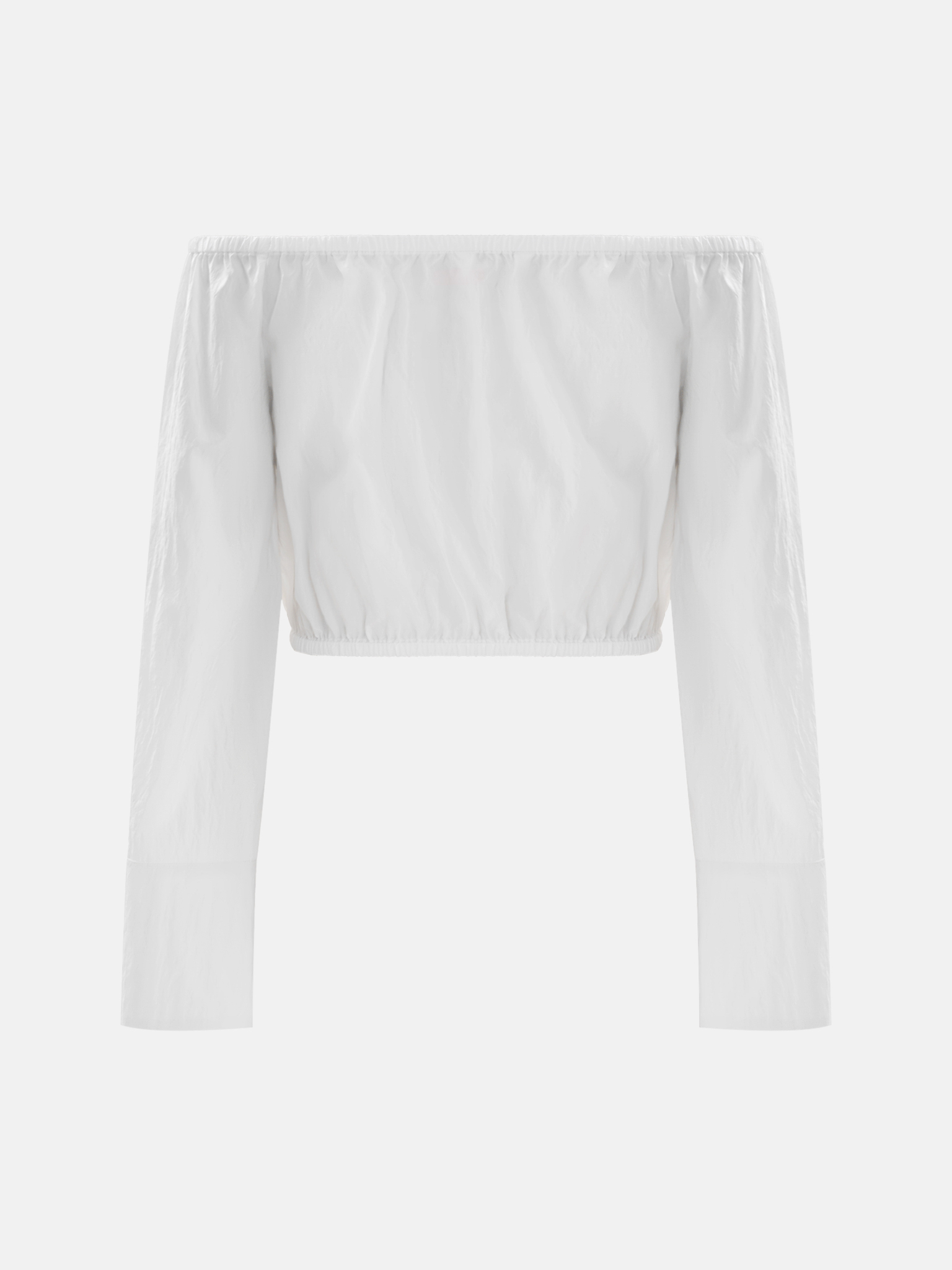 Open-shoulder blouse in textured fabric