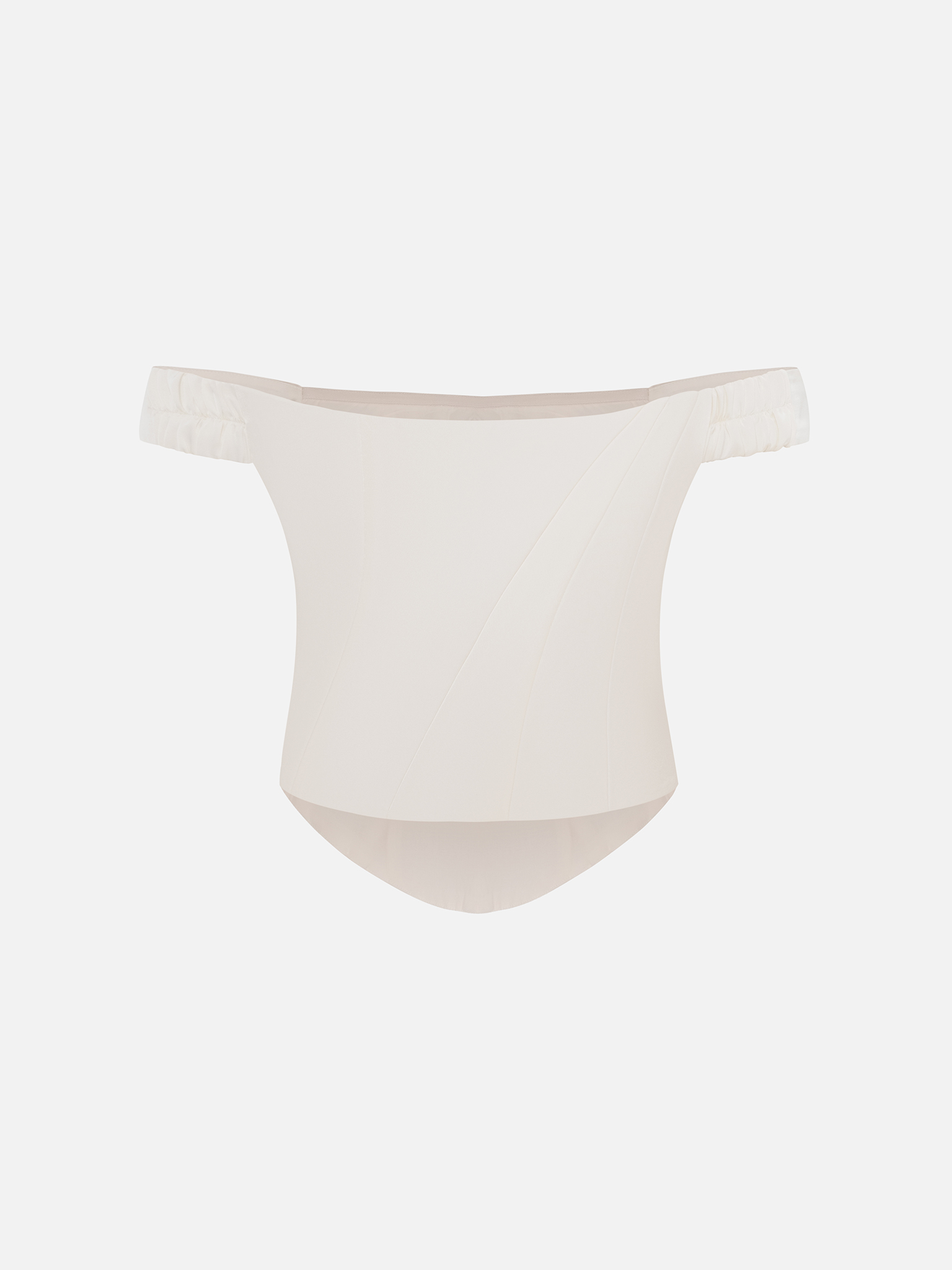 Satin corset top with asymmetrical boning