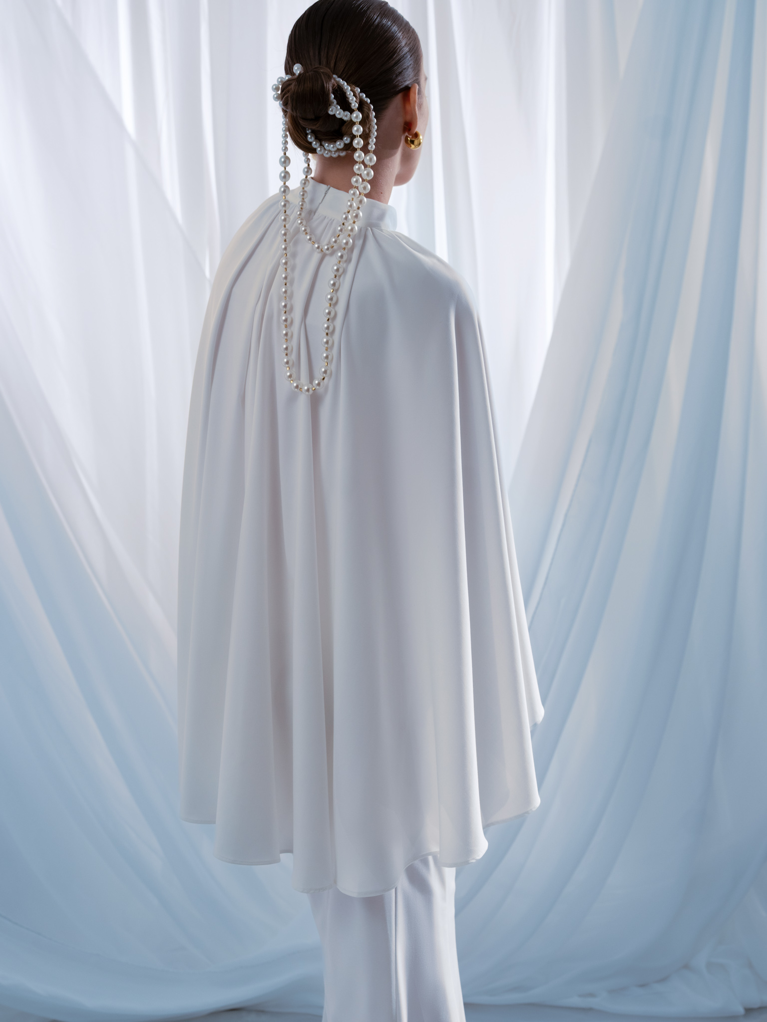 Blouse with tonal cape