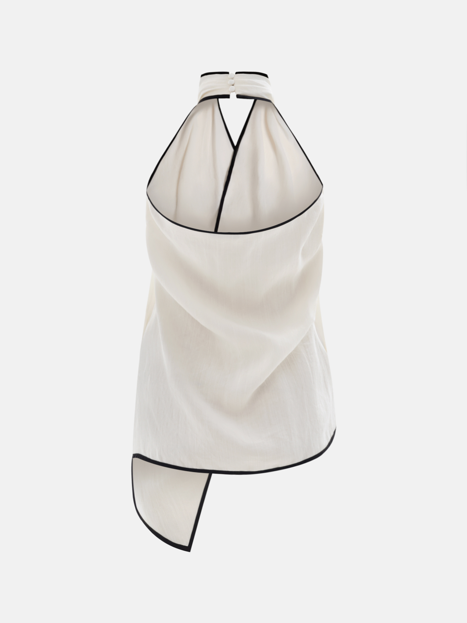 Draped top with halter collar and contrasting edging