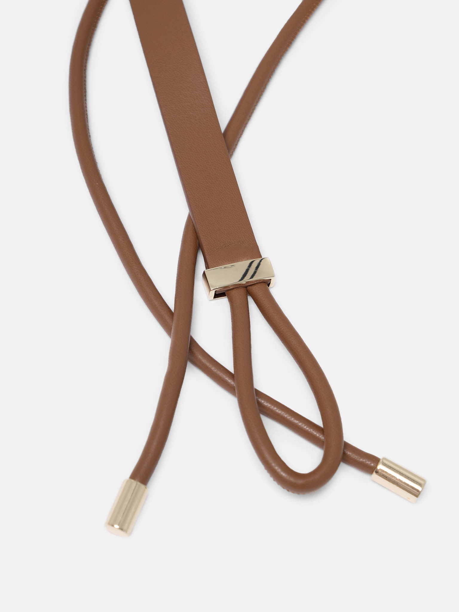 Drawstring belt with metal tips