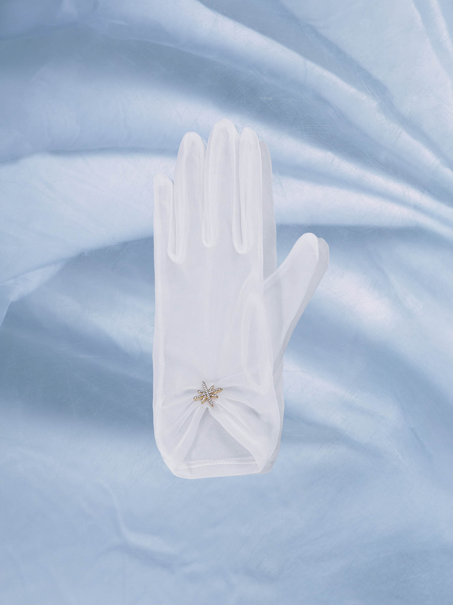 Полупрозрачные перчатки со стразовым декором