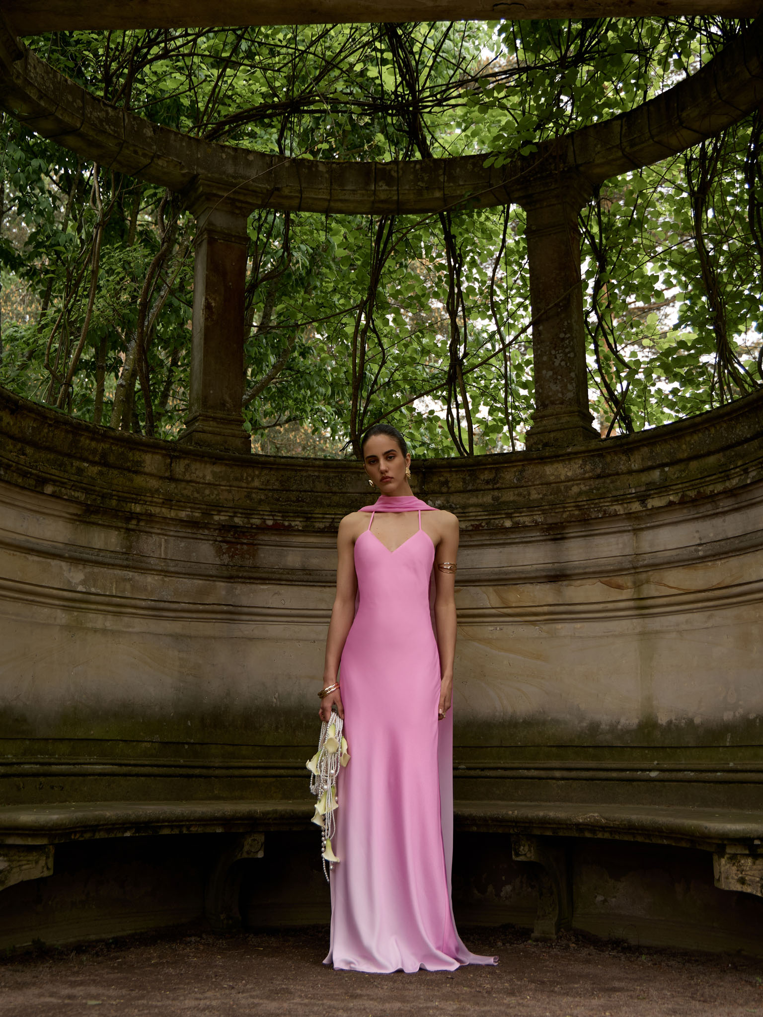 Gradient satin maxi dress