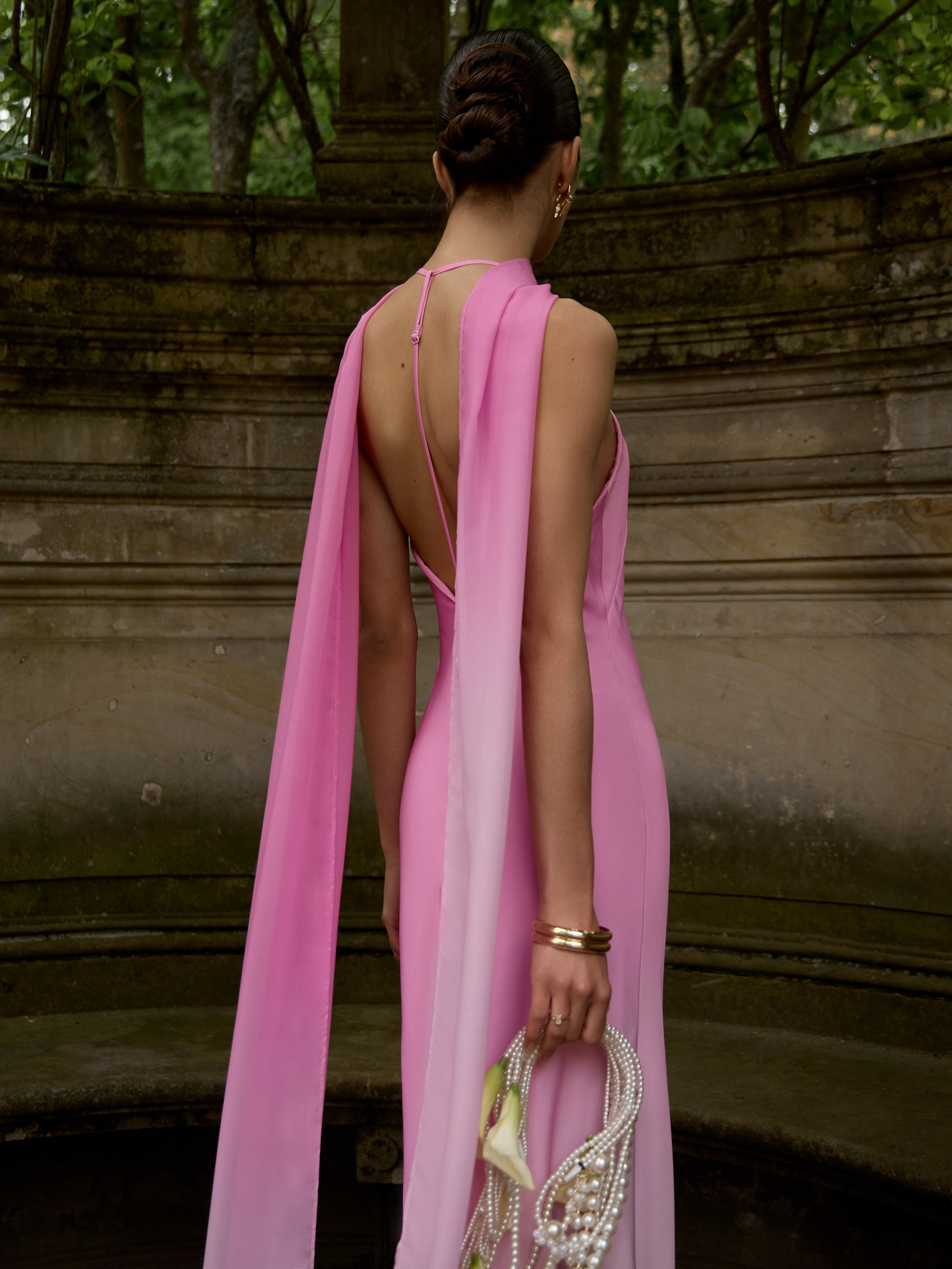 Gradient satin maxi dress