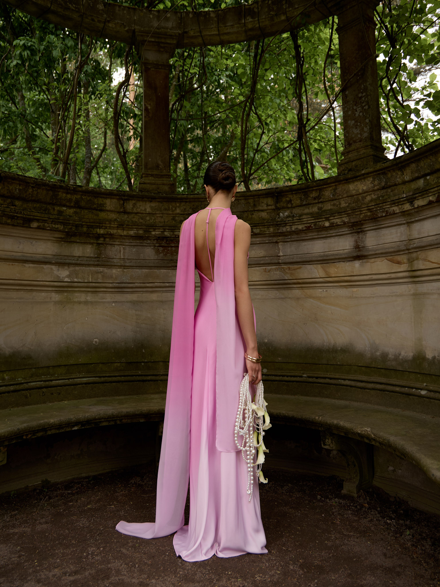 Gradient satin maxi dress