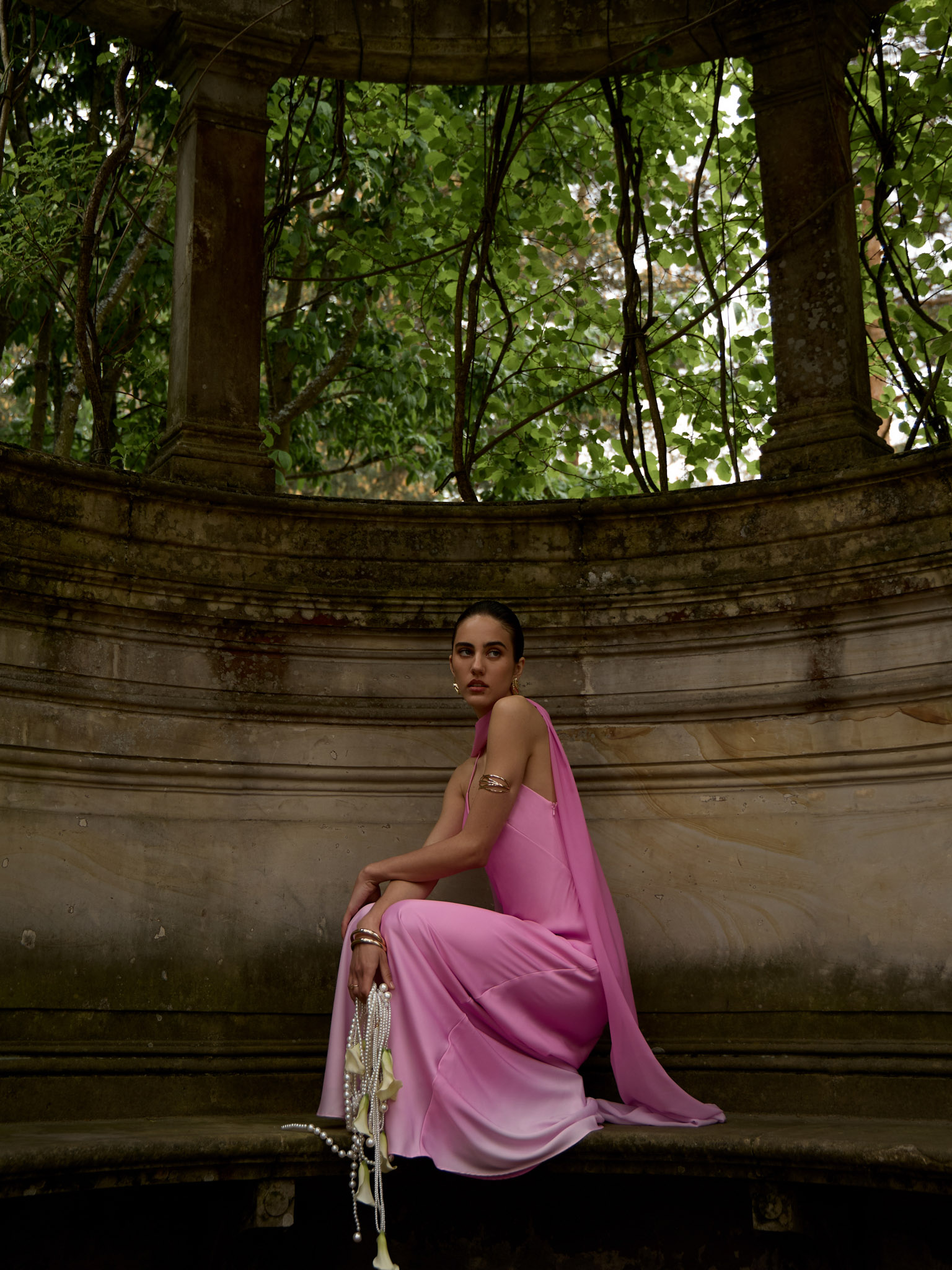 Gradient satin maxi dress