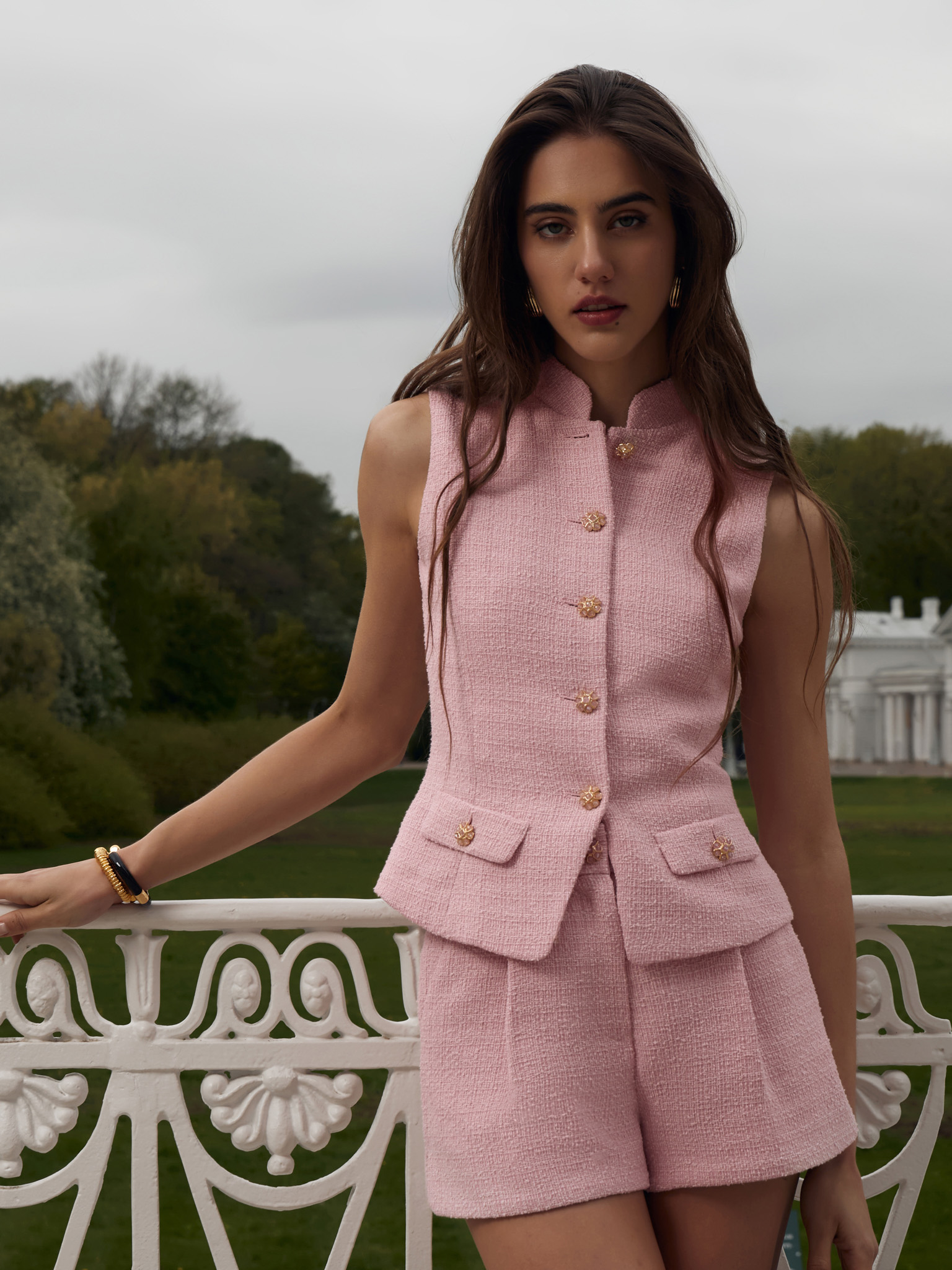 Taillierte Weste aus Tweed