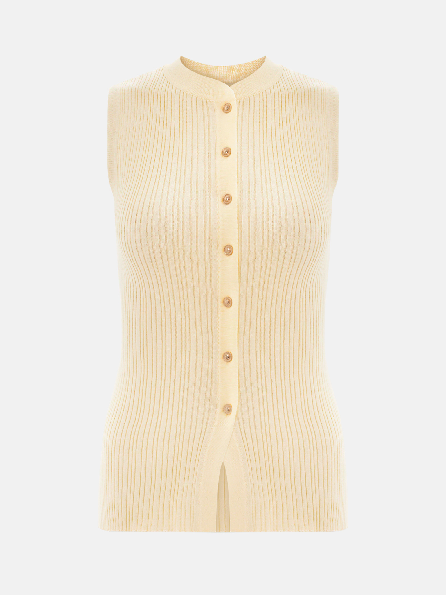 Rib-knit top with golden buttons