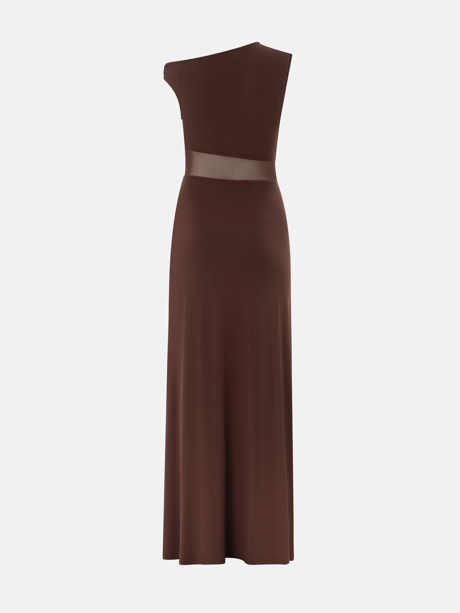 Jersey maxi dress with asymmetrical bodice and draped hips