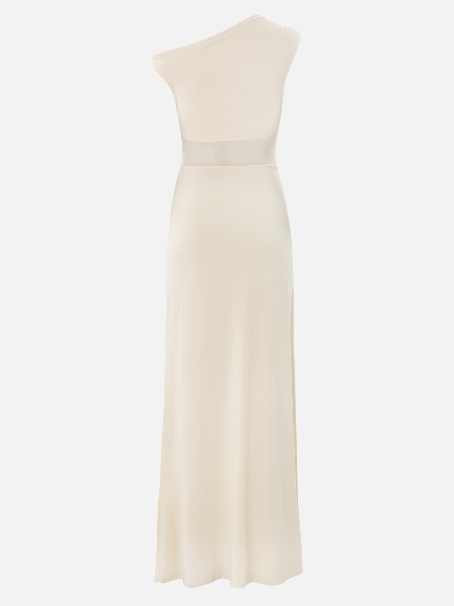 Jersey maxi dress with asymmetrical bodice and draped hips