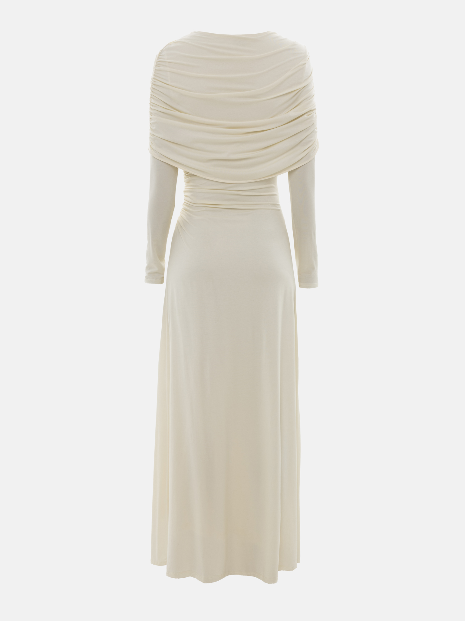 Knitted maxi dress with pleats and draped bodice
