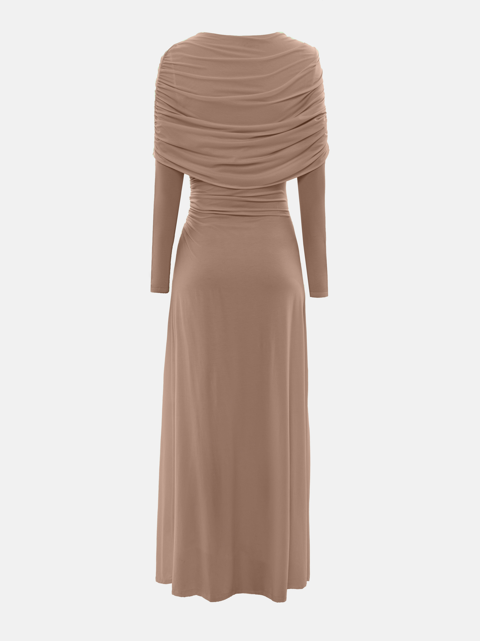 Knitted maxi dress with pleats and draped bodice