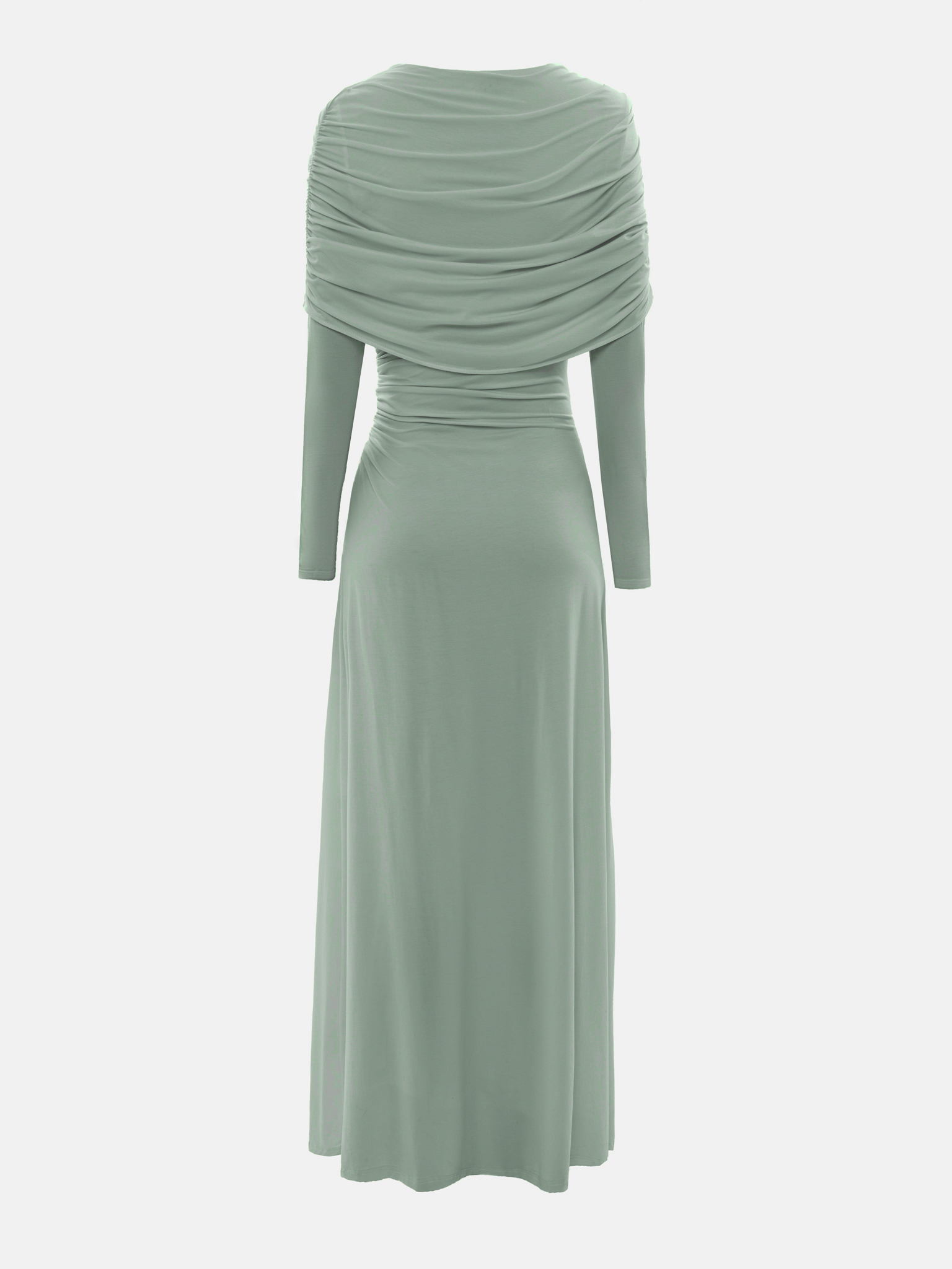 Knitted maxi dress with pleats and draped bodice