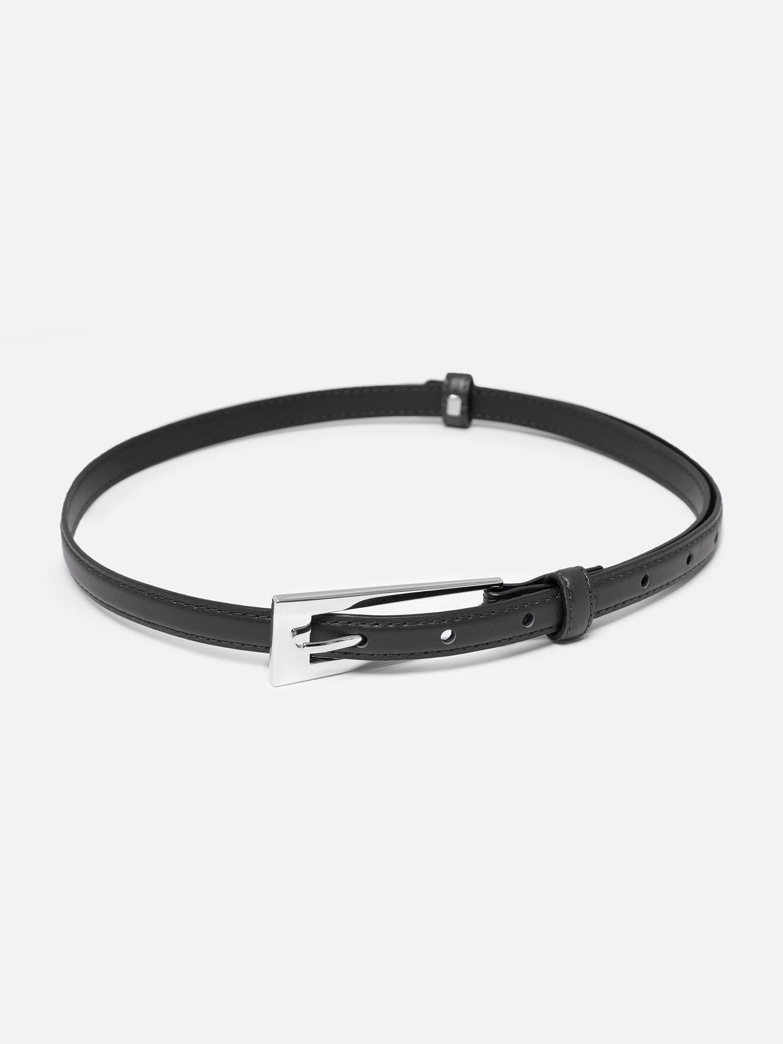Slim belt with rectangular buckle