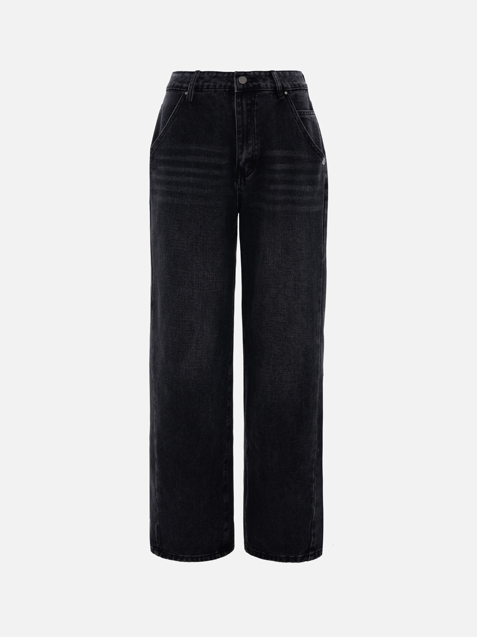 Loose mid-rise jeans with diagonal seams