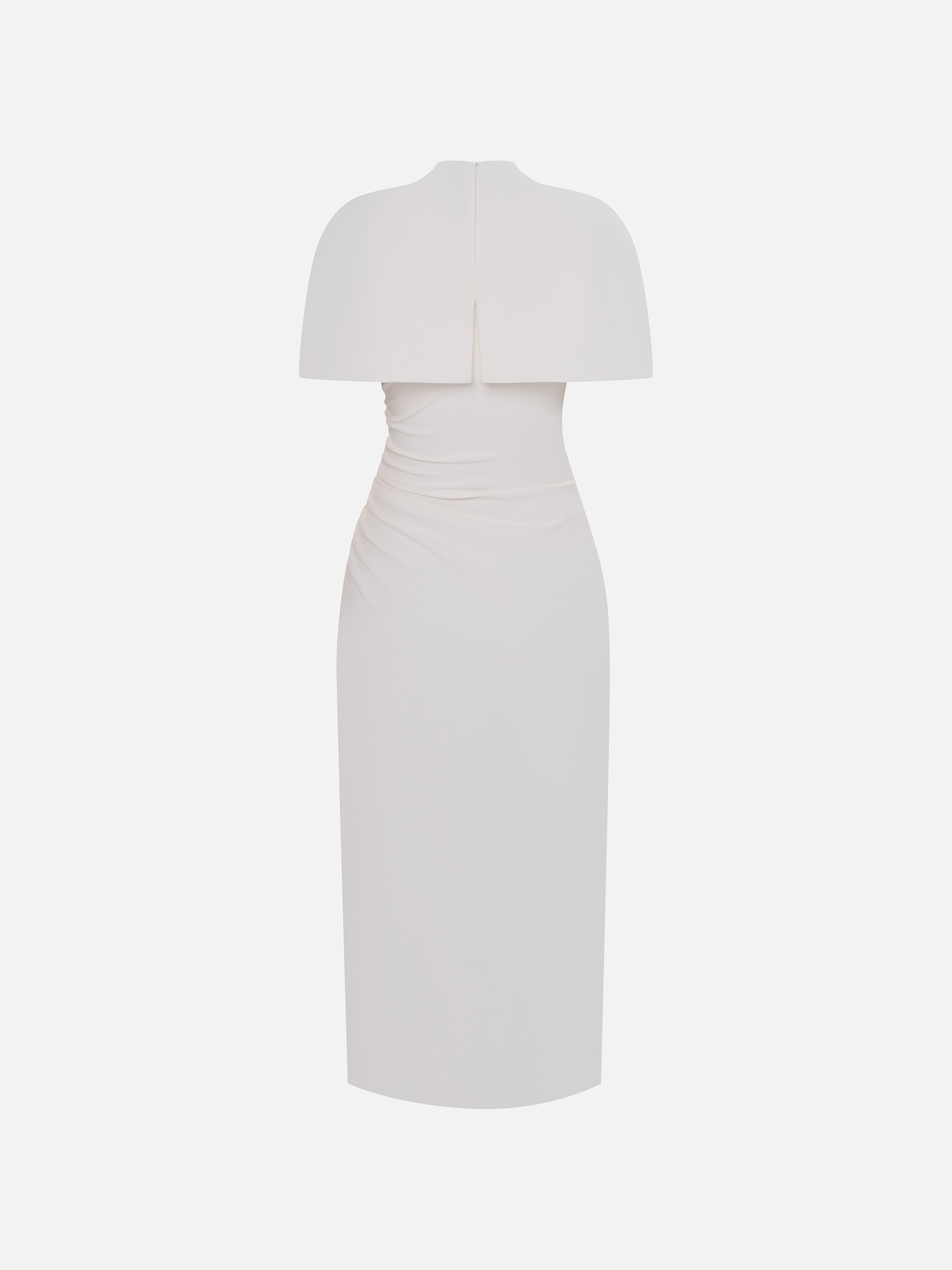 Fitted midi dress with a shoulder cape