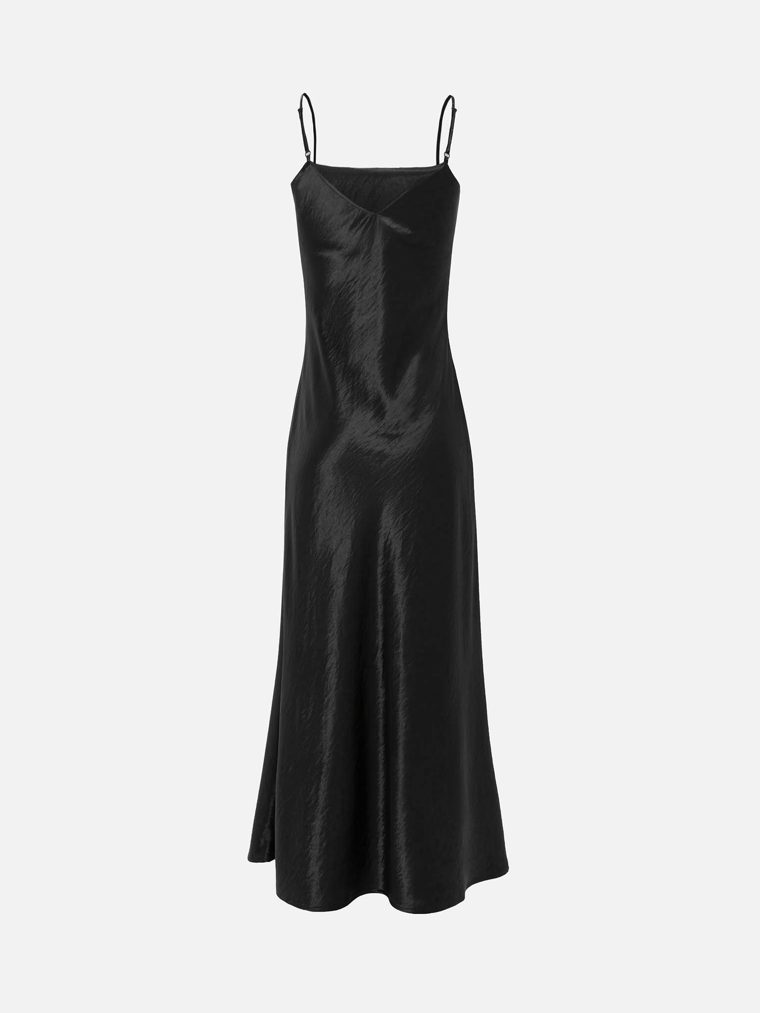 Maxi slip dress in crinkled-effect satin