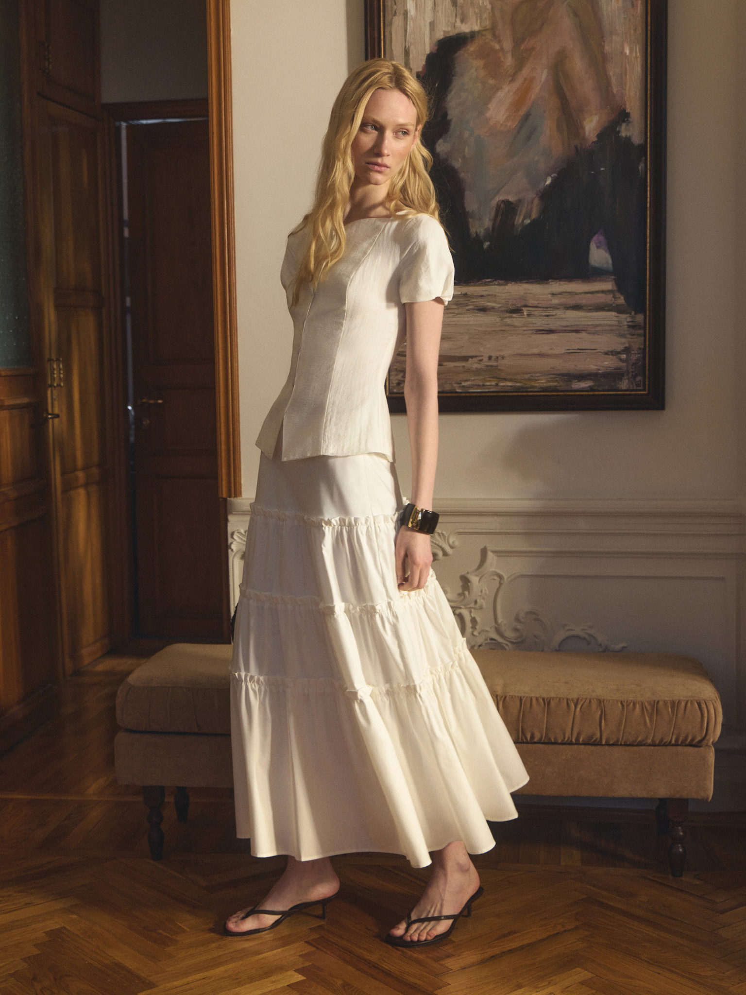Layered maxi skirt with ruffles
