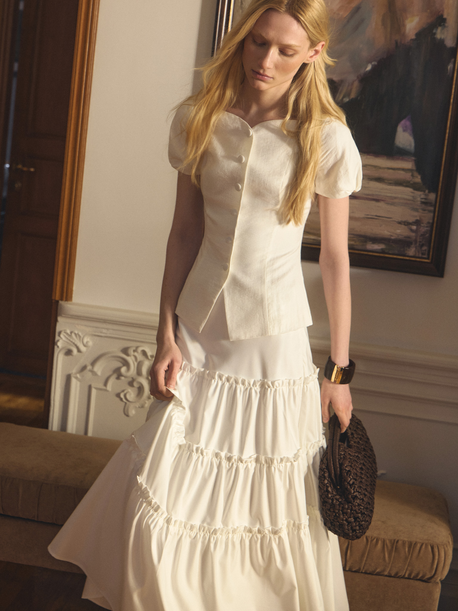 Layered maxi skirt with ruffles