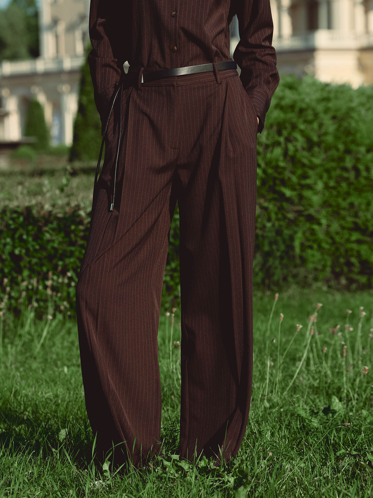 Loose pinstripe trousers