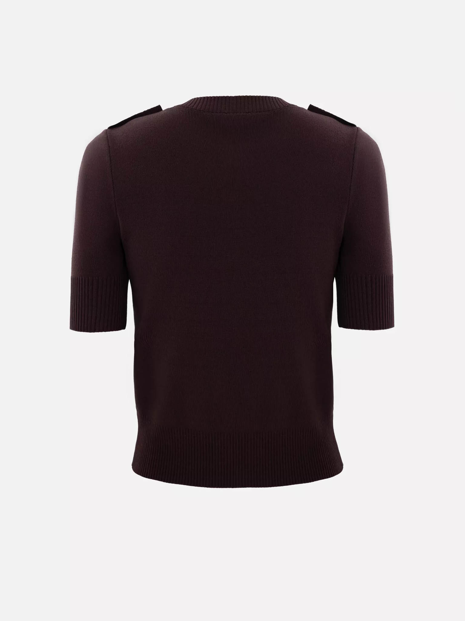 Short-sleeved knitted cardigan with golden fittings