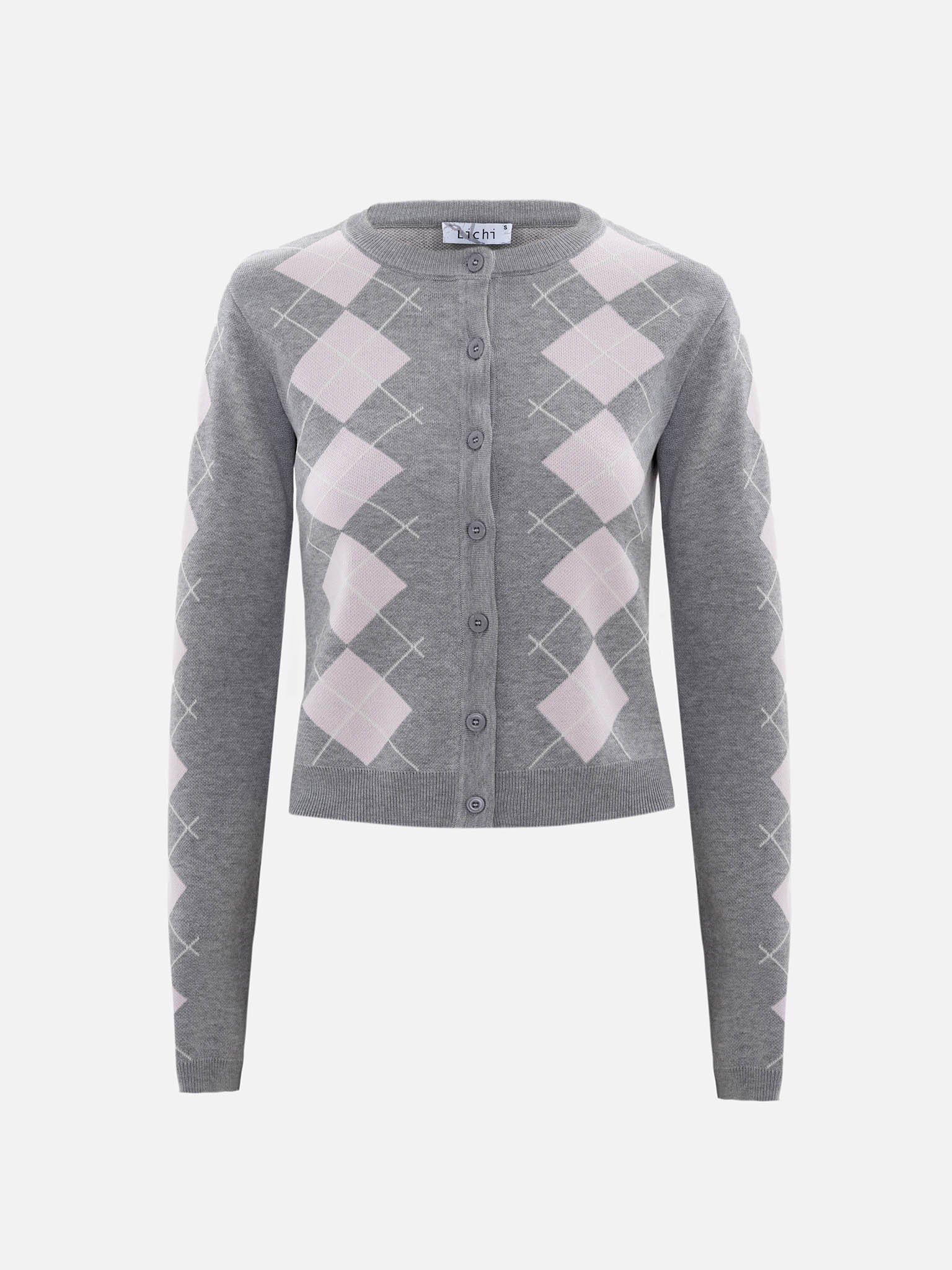Straight cardigan with contrasting ornaments