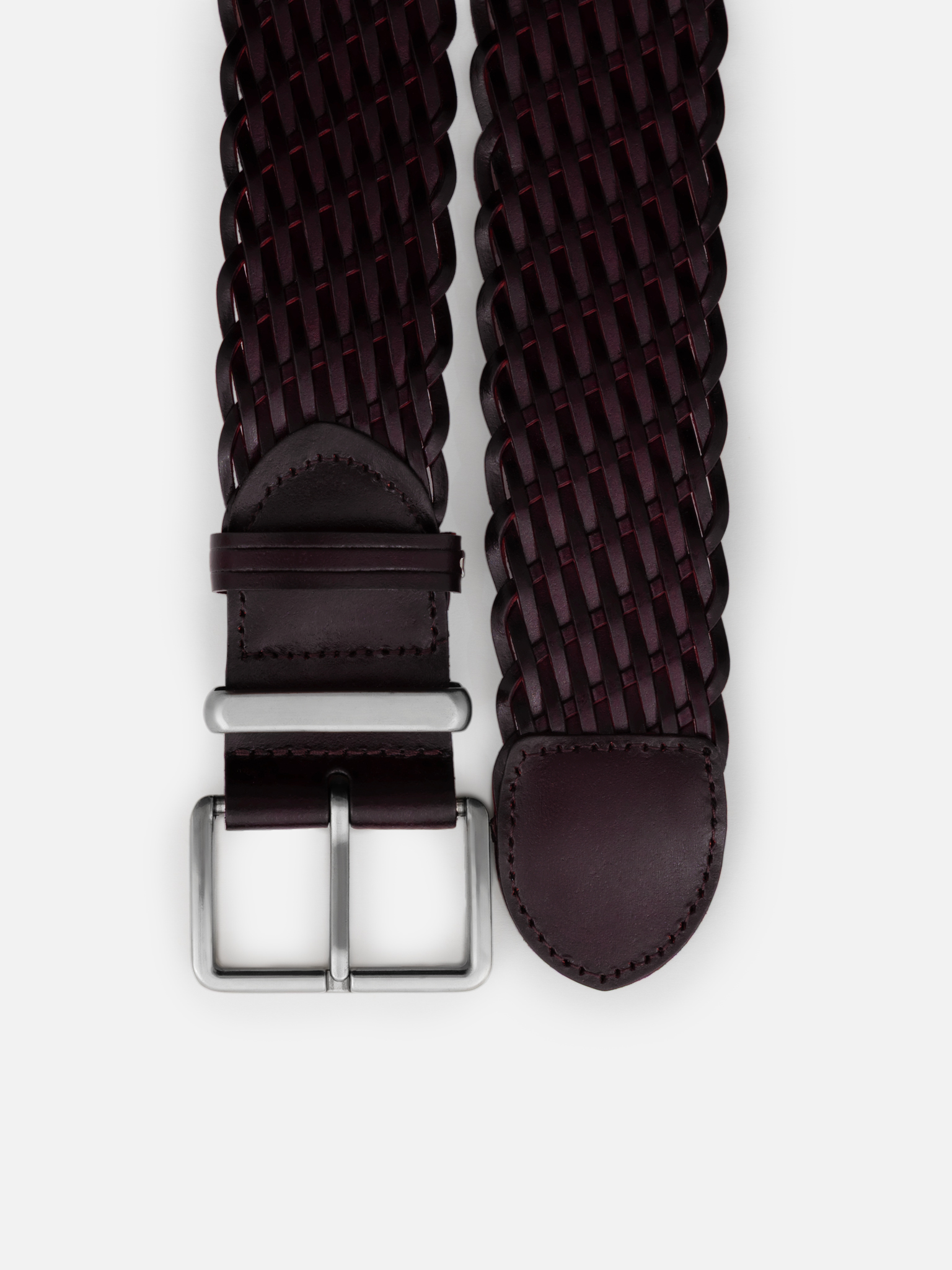 Wide braided leather belt