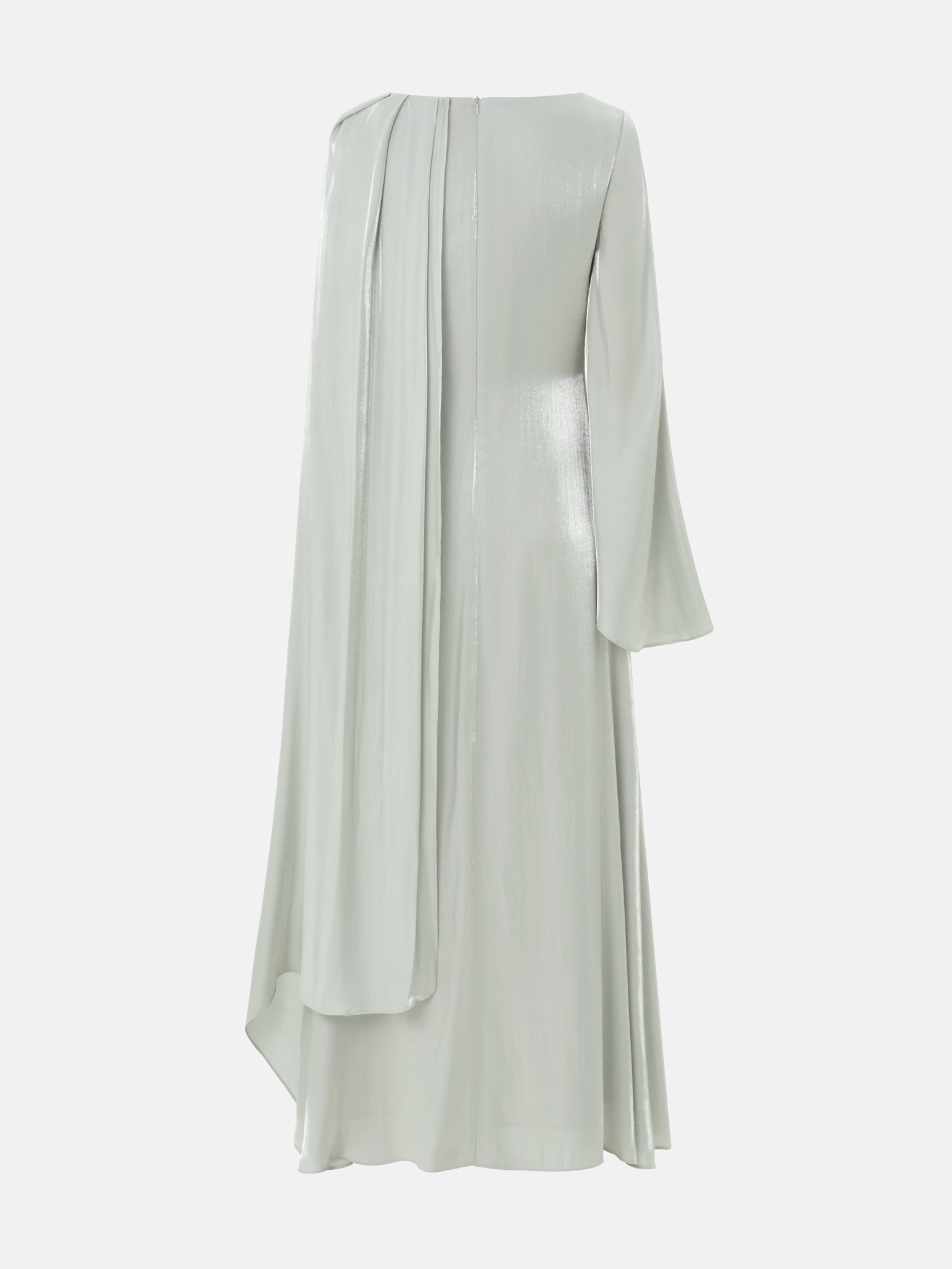 Textured maxi dress with one shoulder cape