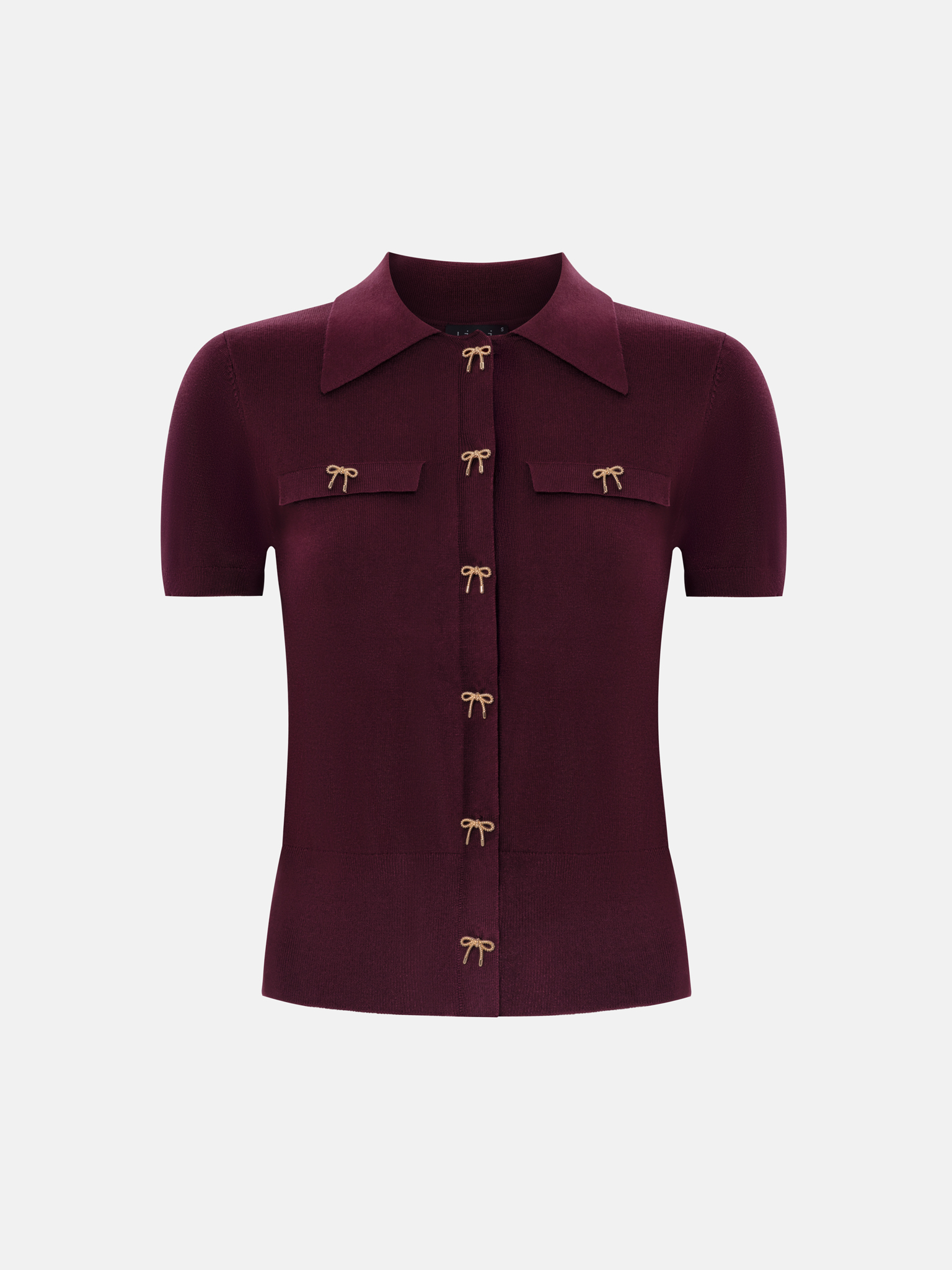 Cardigan with triangular collar and accent buttons