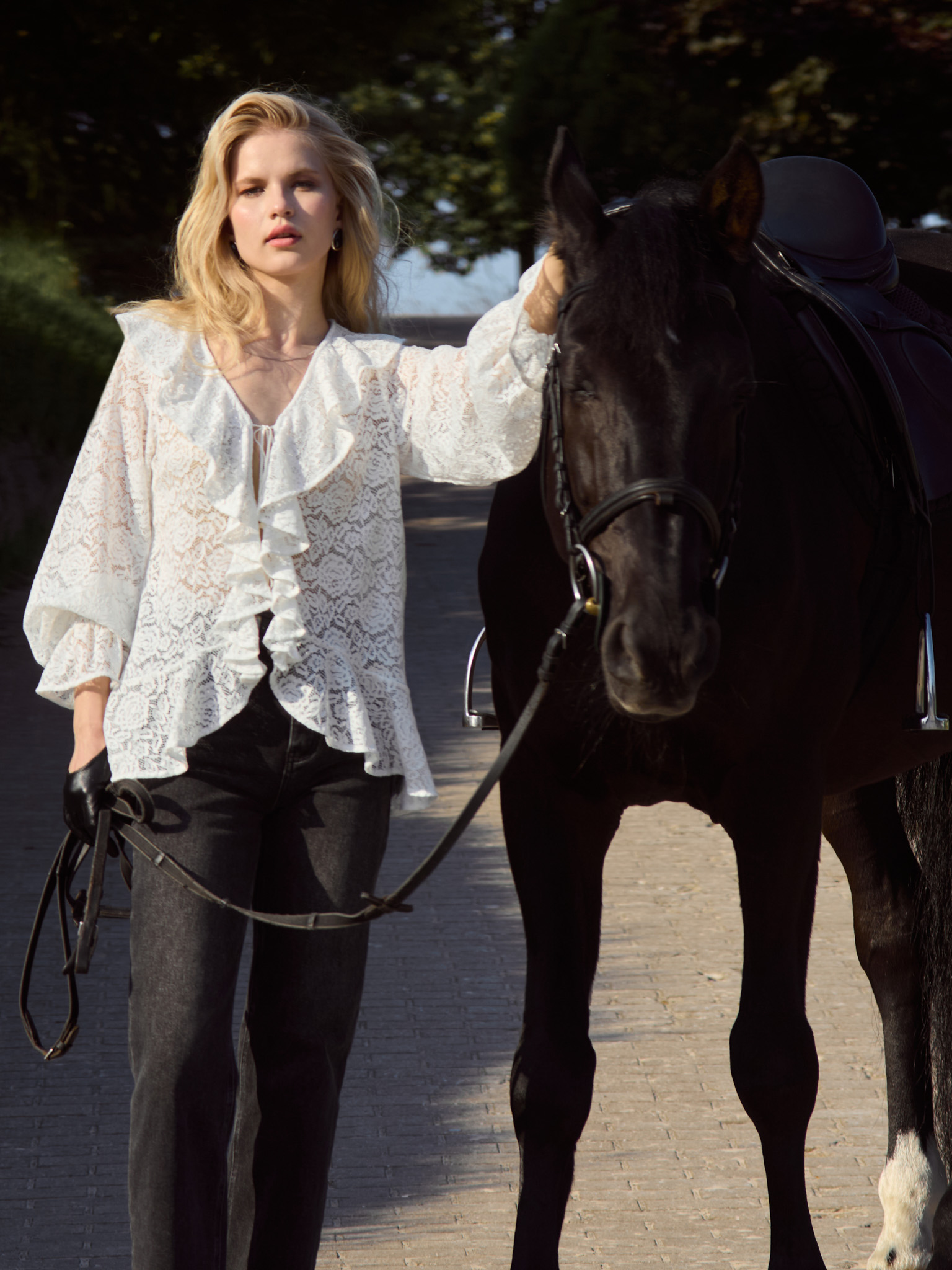 Straight denim jeans with scuffs