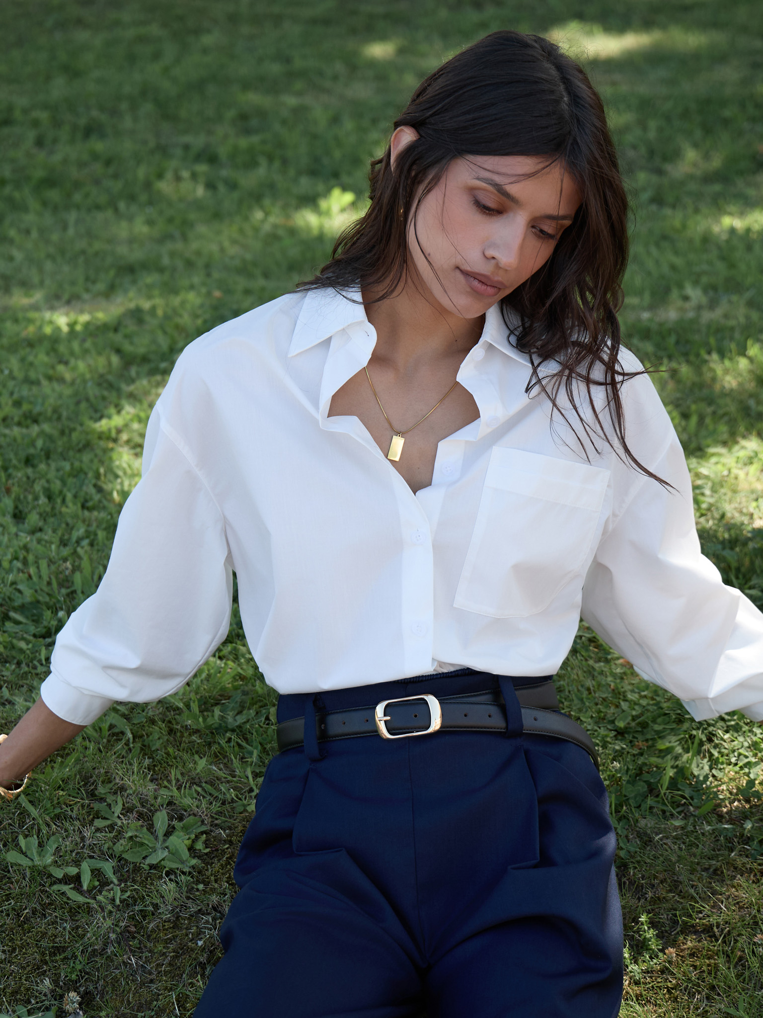 Свободная рубашка с нагрудным карманом