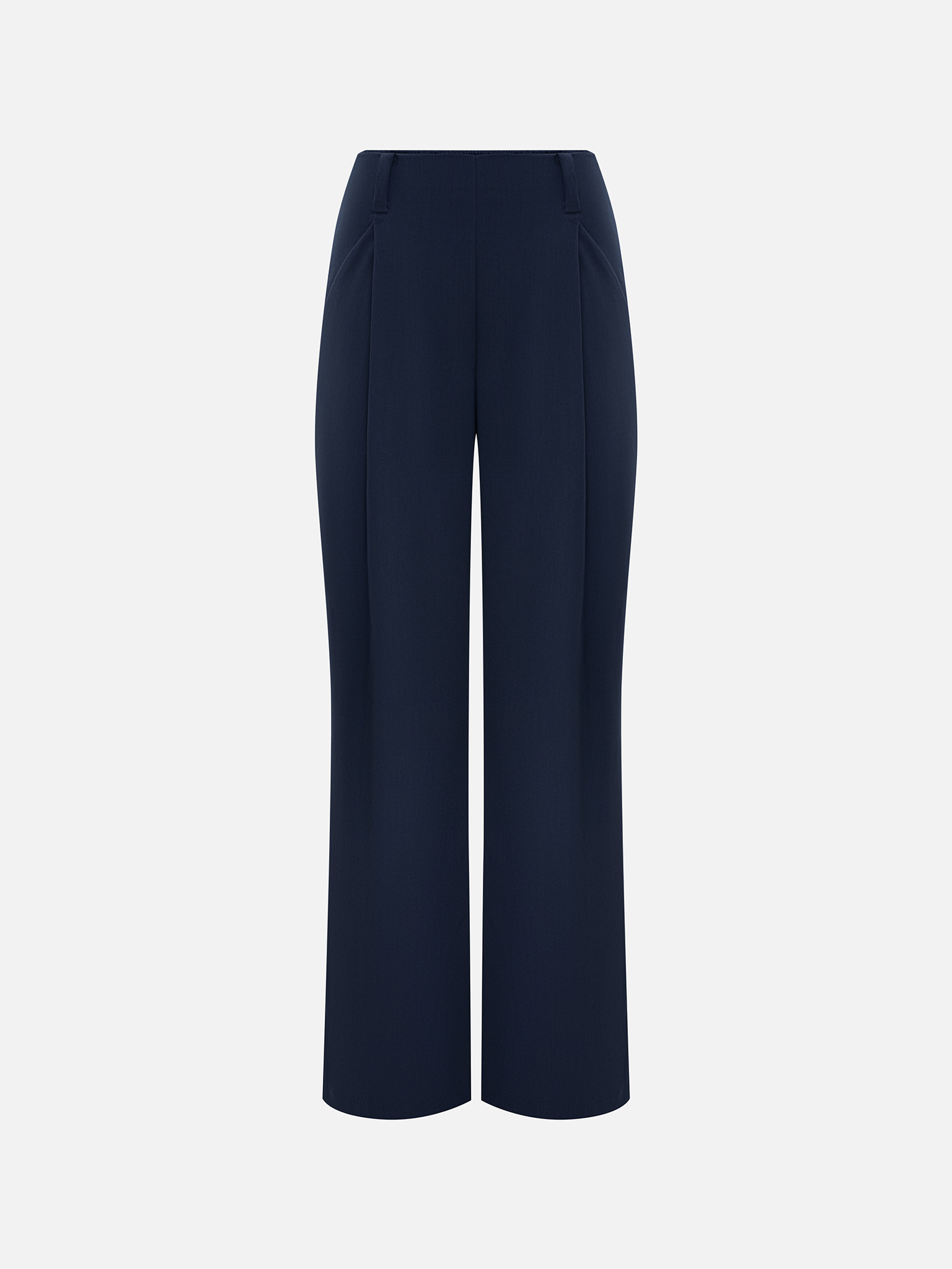 Расклешенные костюмные брюки с защипами на талии