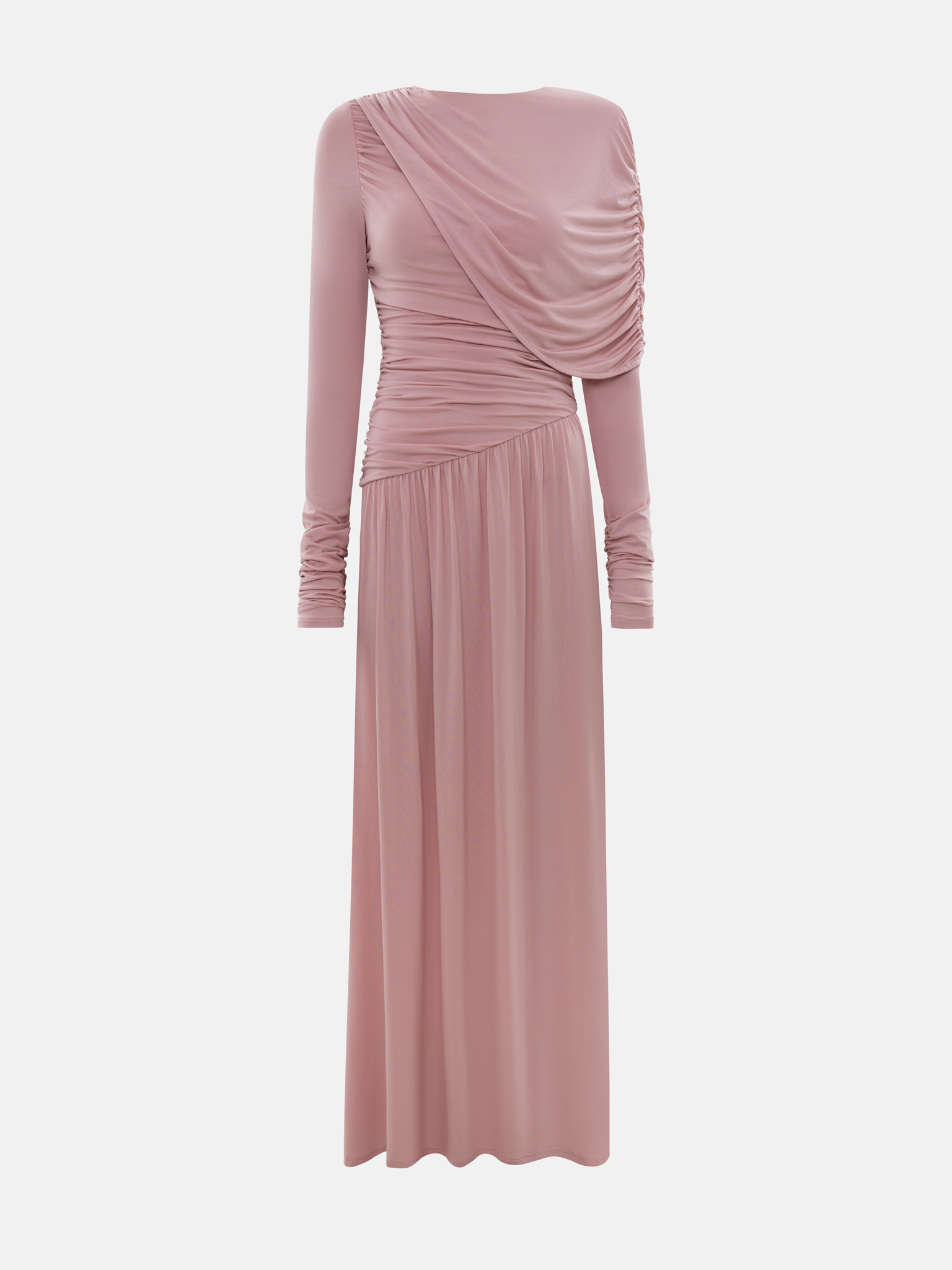One shoulder draped jersey maxi dress