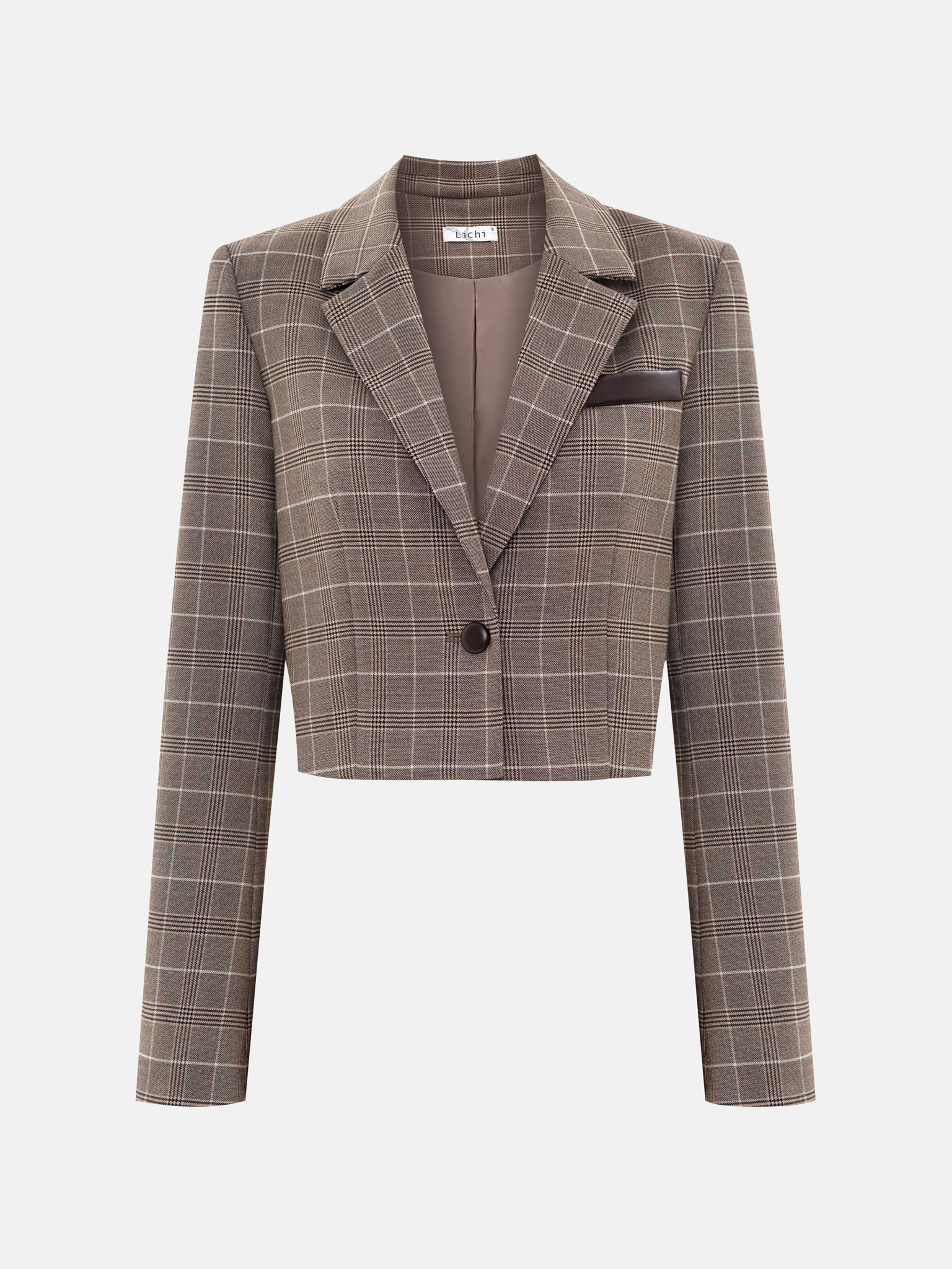 Cropped single-breasted checked jacket