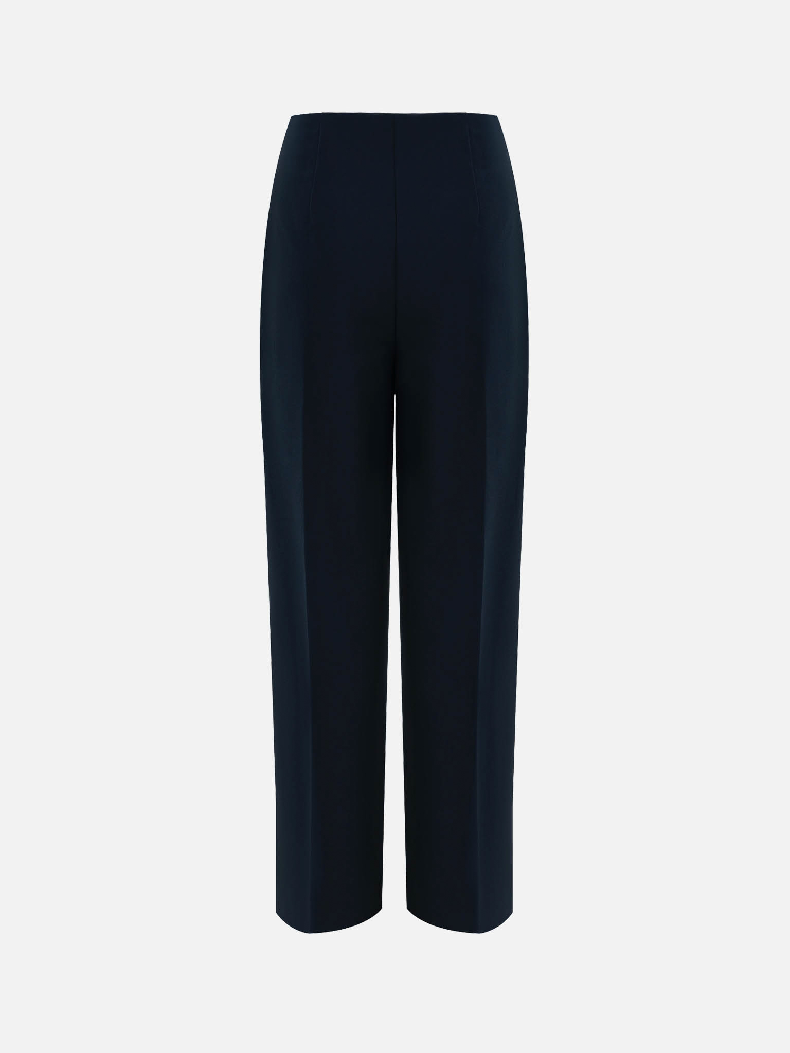 Mid-rise trousers with front creases and oversized buttons
