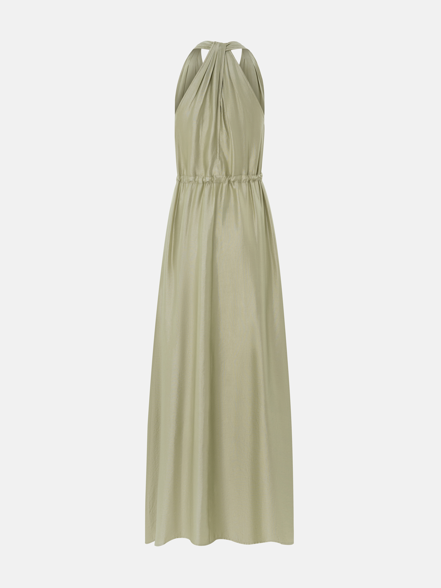 Maxi dress with draped back and waist ties