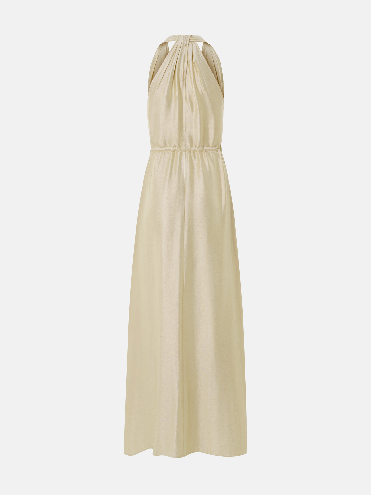 Maxi dress with draped back and waist ties