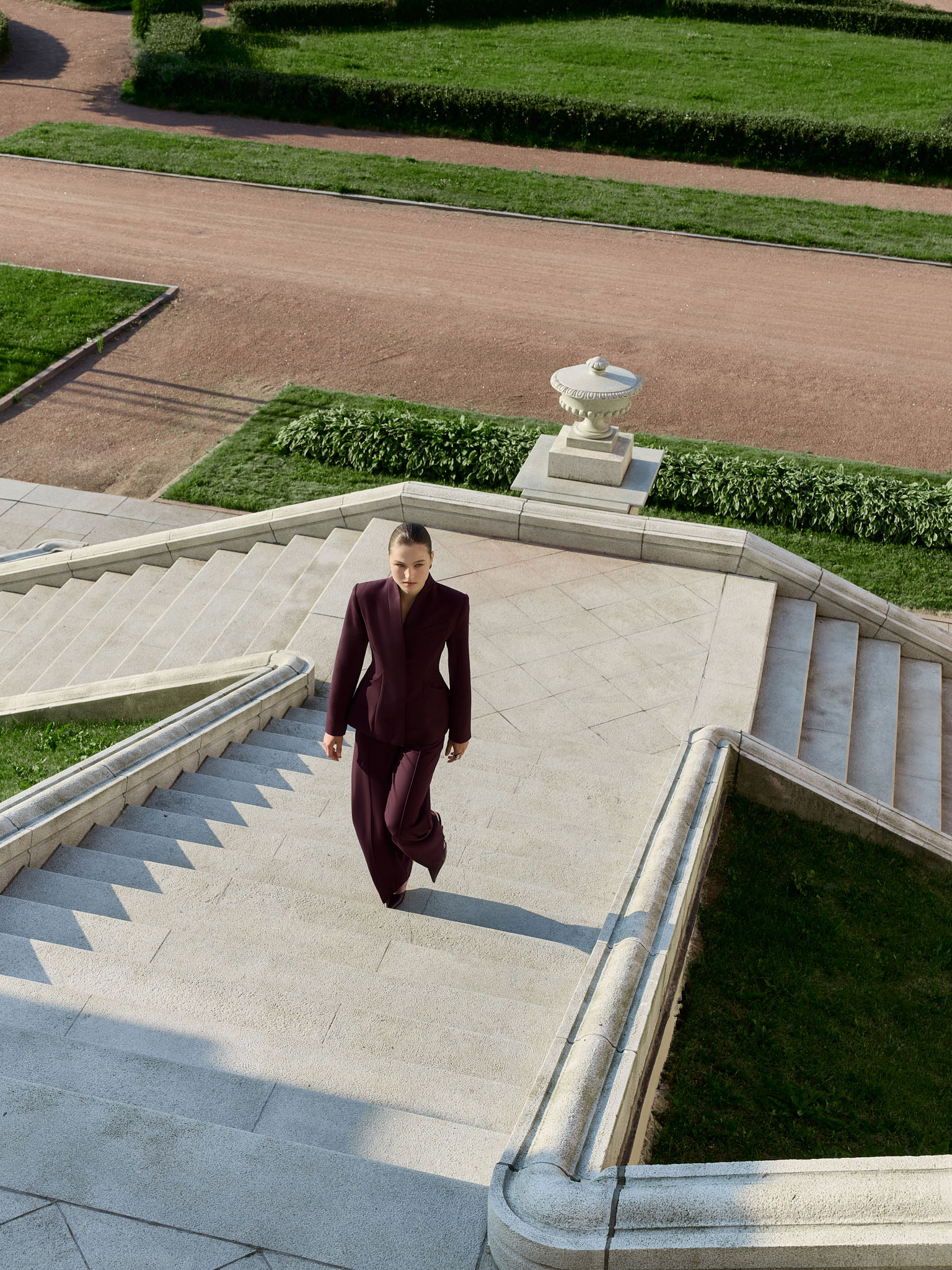 Fitted jacket with high collar