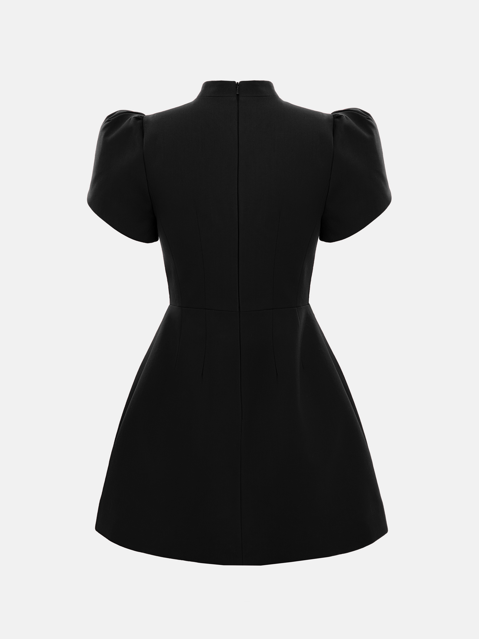 Mini dress with high collar and button fastening