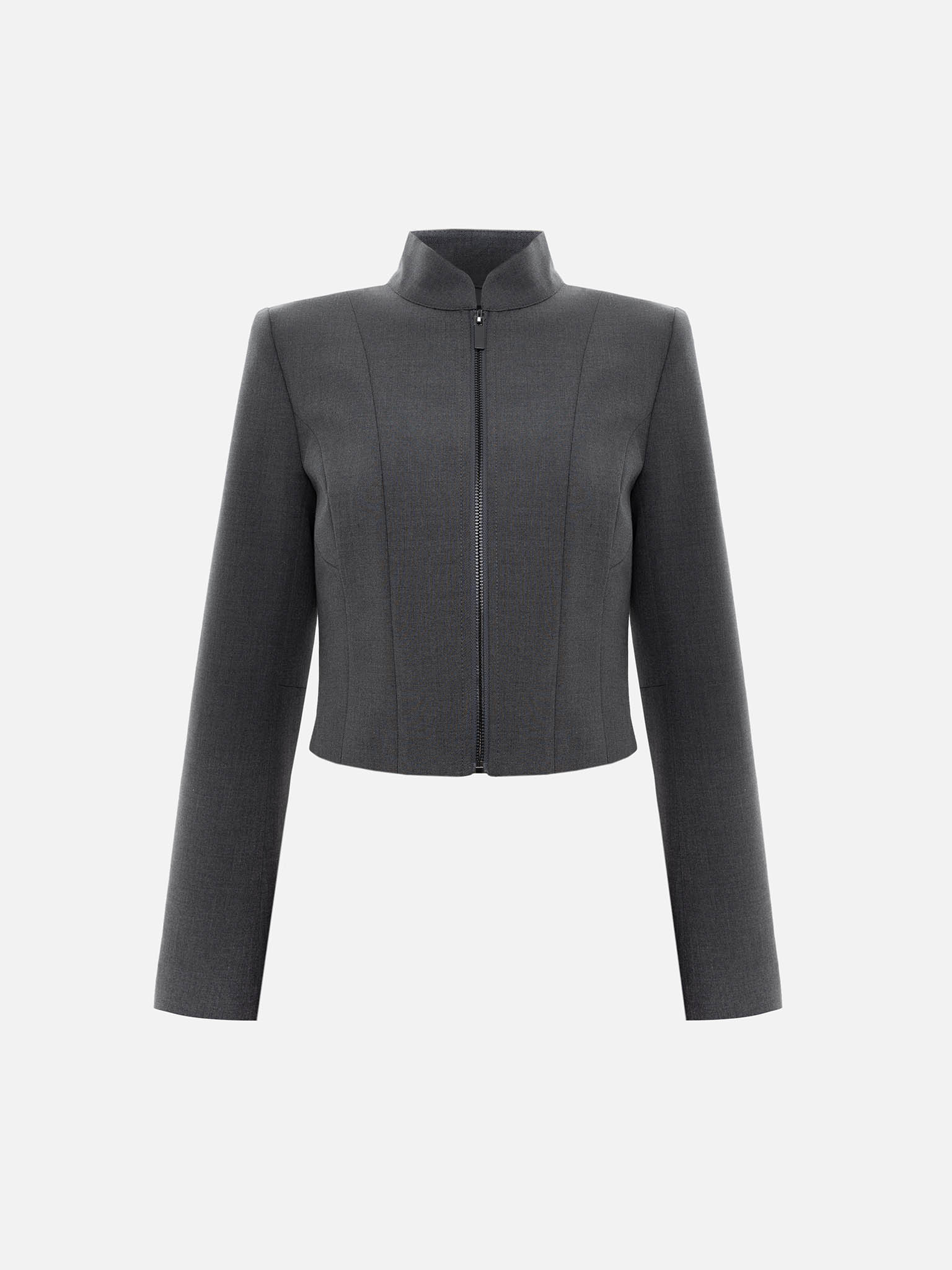 Fitted single-breasted zip-up jacket