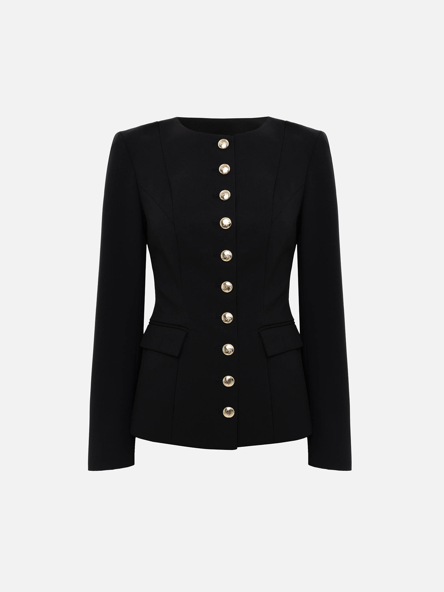 Flared jacket with large golden buttons