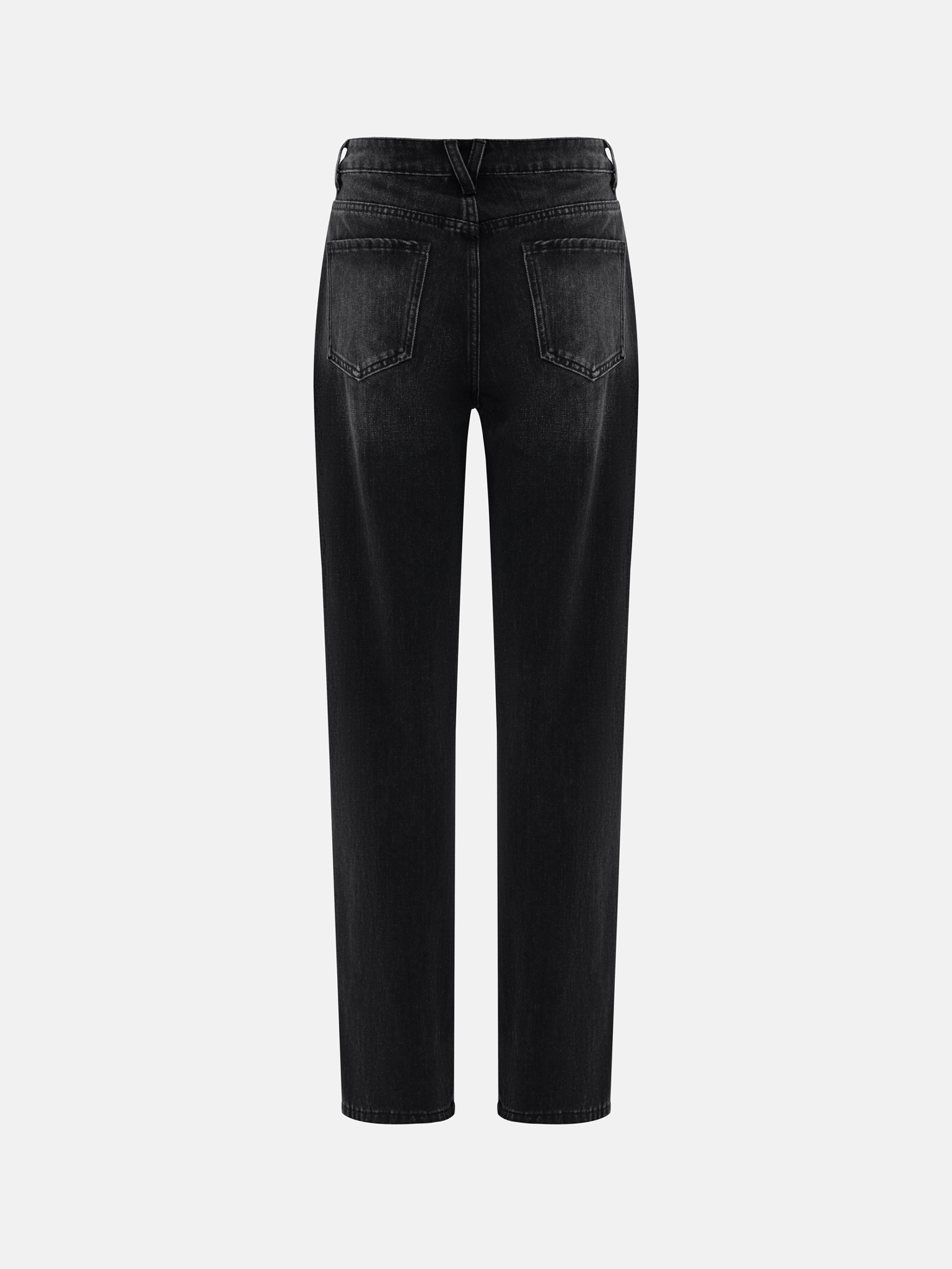 Straight jeans with distressed accent on the thighs